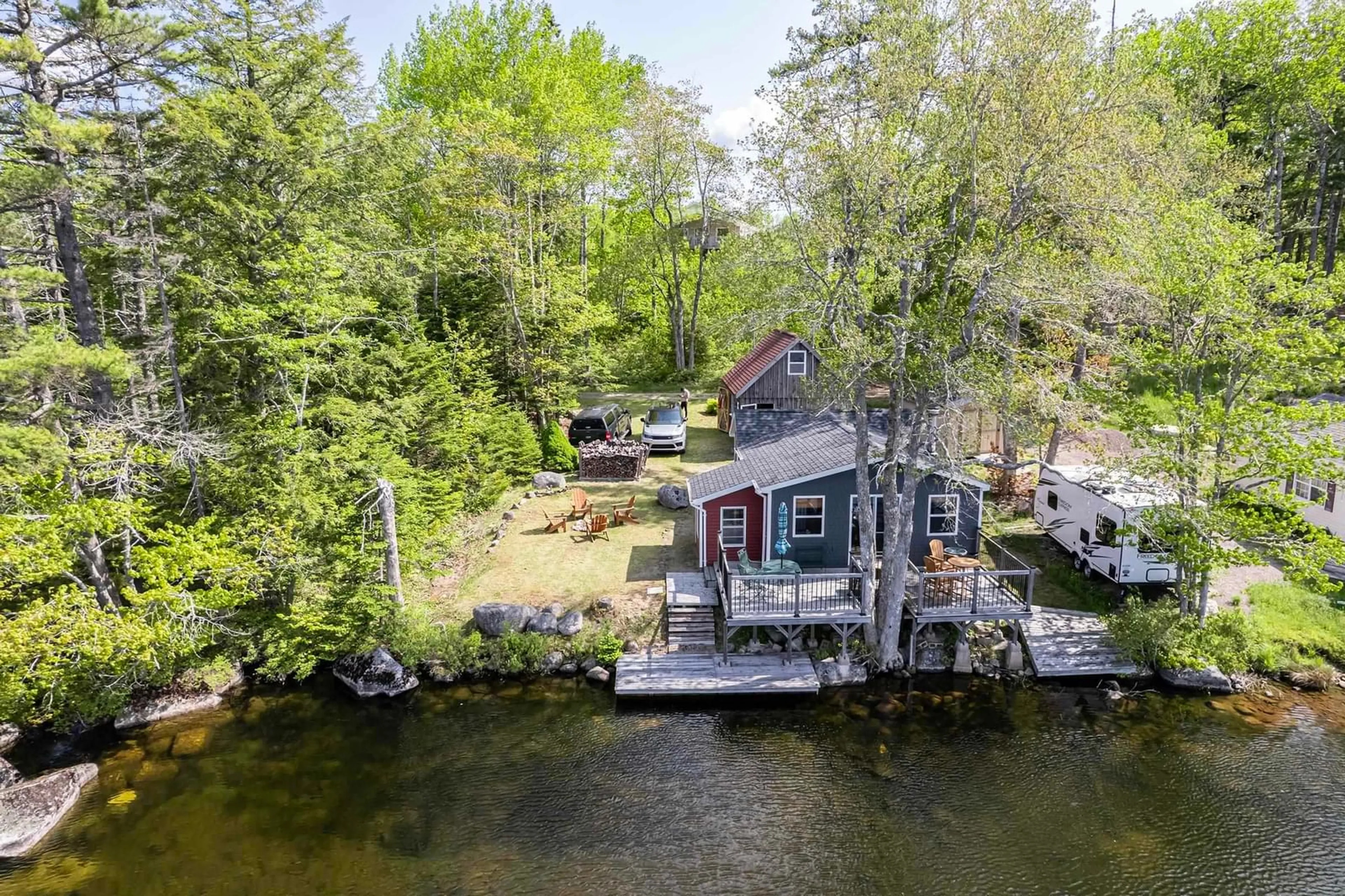 A pic from outside/outdoor area/front of a property/back of a property/a pic from drone, water/lake/river/ocean view for 20 Pine Grove Dr, New Albany Nova Scotia B0S 1P0