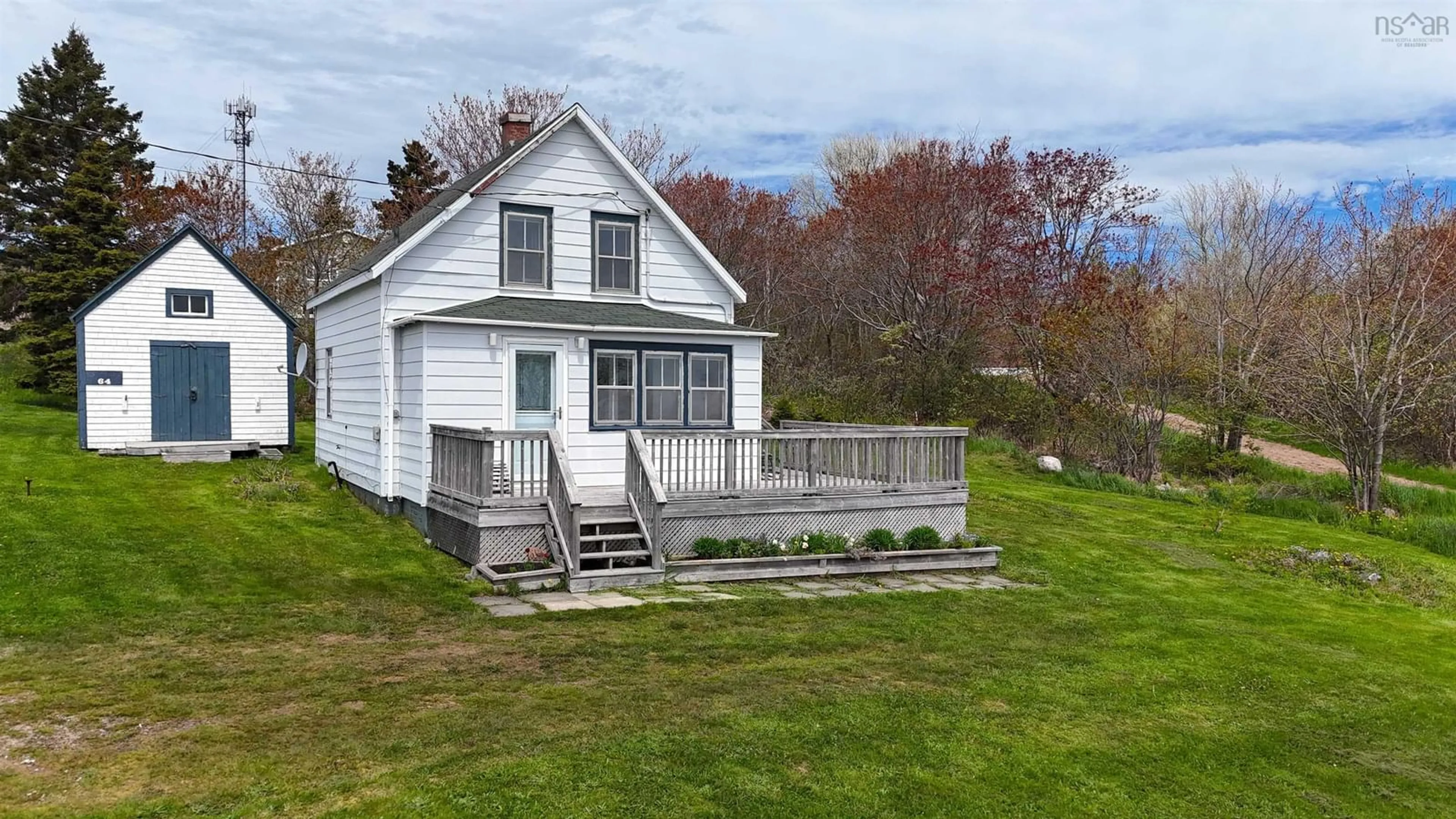 A pic from outside/outdoor area/front of a property/back of a property/a pic from drone, water/lake/river/ocean view for 64 Ocean View Dr, Neils Harbour Nova Scotia B0C 1N0