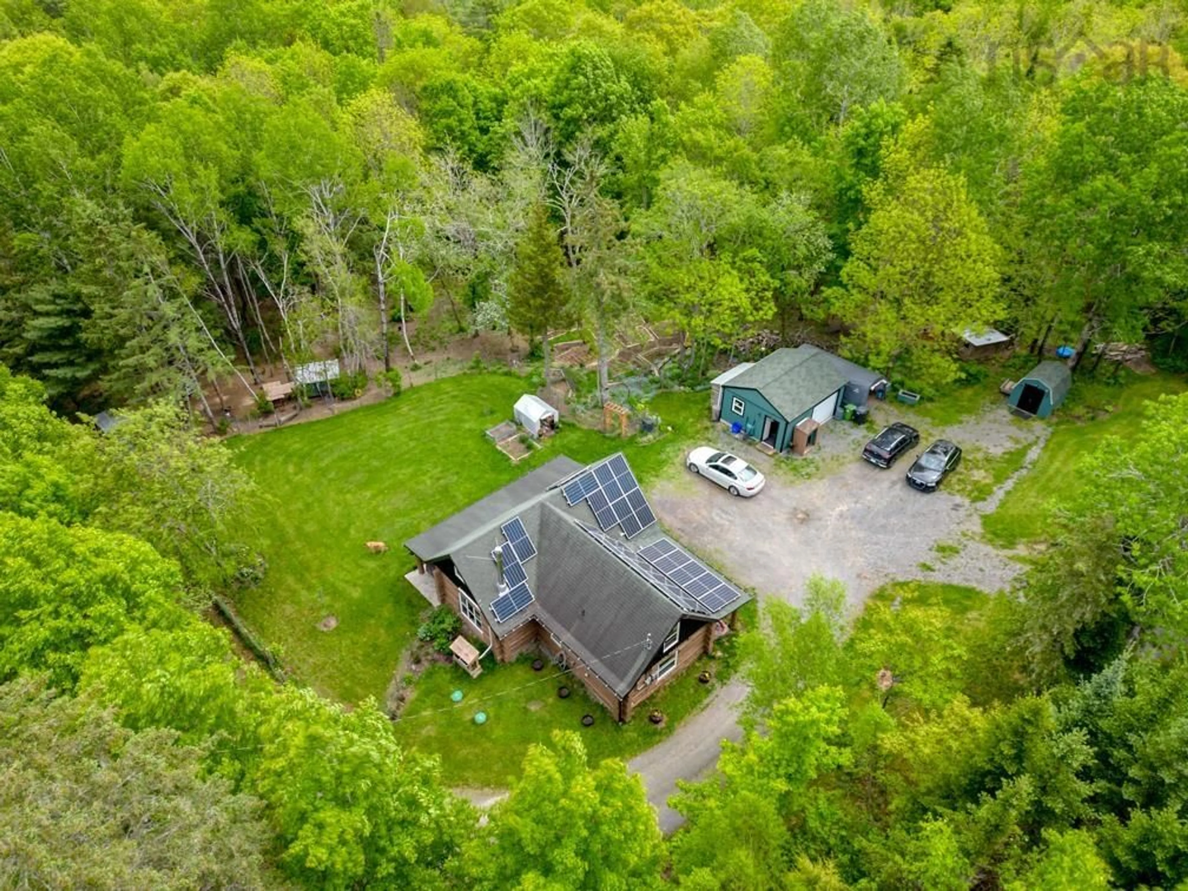 A pic from outside/outdoor area/front of a property/back of a property/a pic from drone, forest/trees view for 222 Williams Road, Ellershouse Nova Scotia B0N 1L0