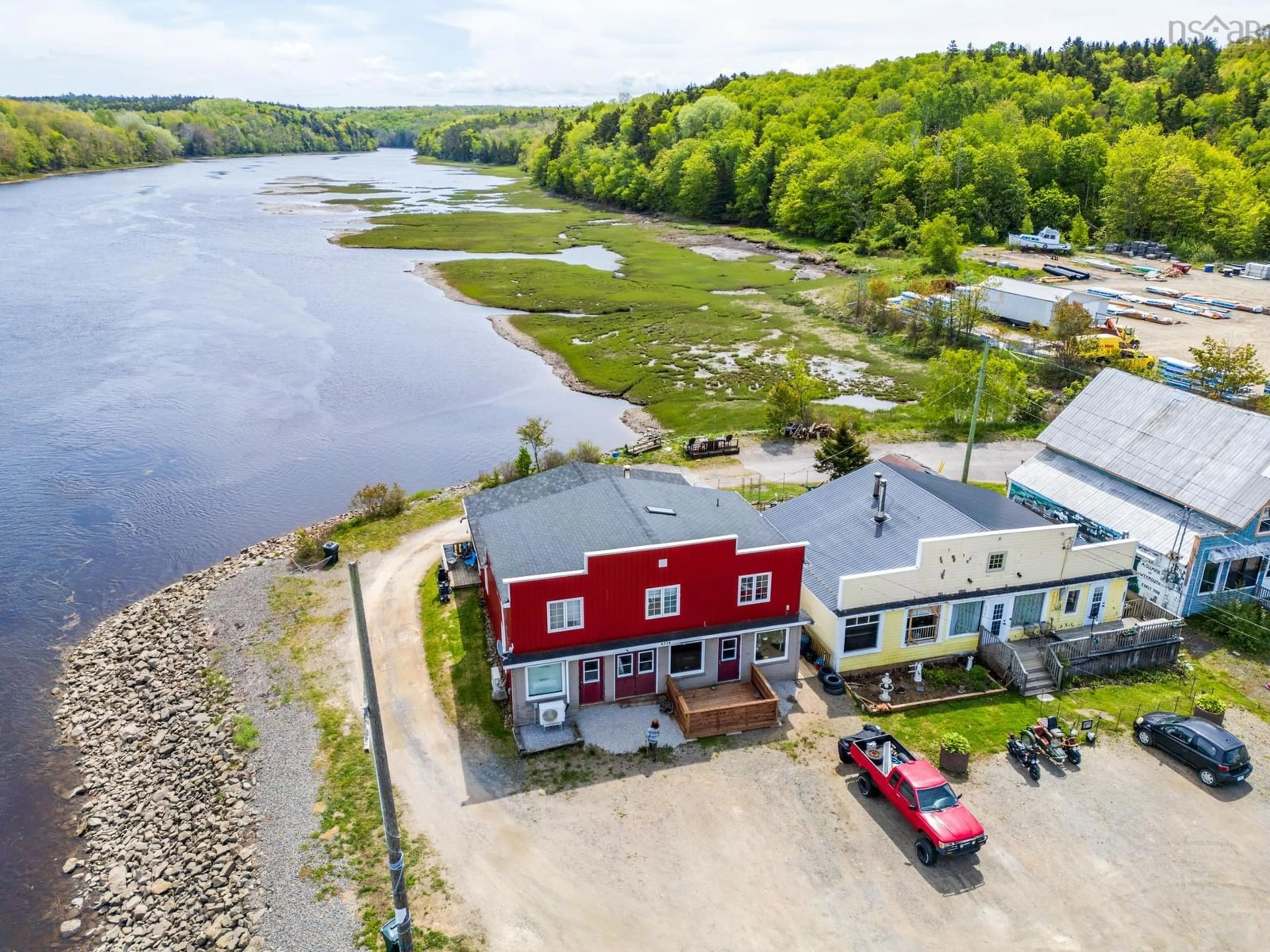 A pic from outside/outdoor area/front of a property/back of a property/a pic from drone, water/lake/river/ocean view for 4574 Highway 1, Weymouth Nova Scotia B0W 3T0