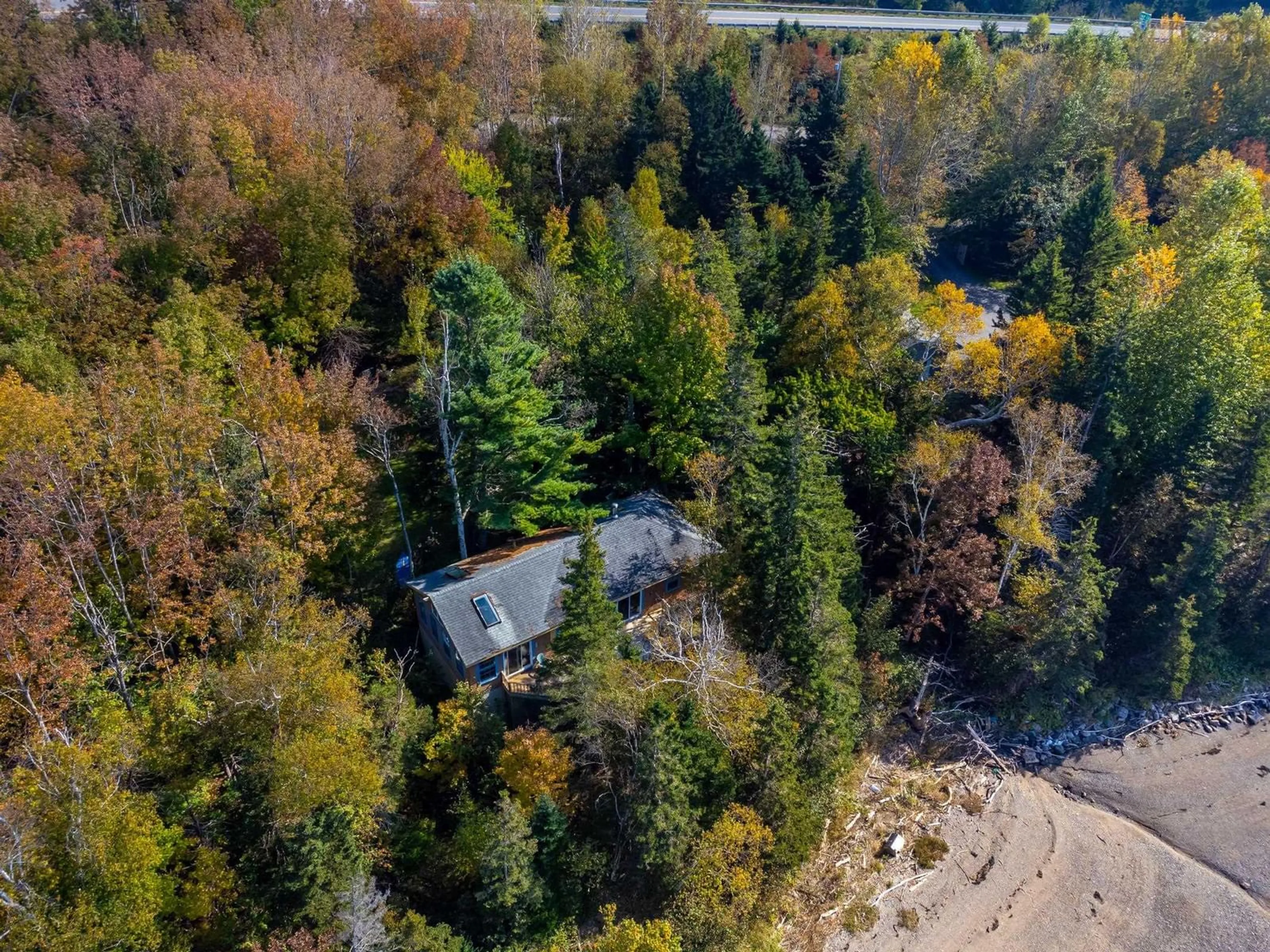 A pic from outside/outdoor area/front of a property/back of a property/a pic from drone, forest/trees view for 222 Old Trunk 1, Deep Brook Nova Scotia B0S 1J0