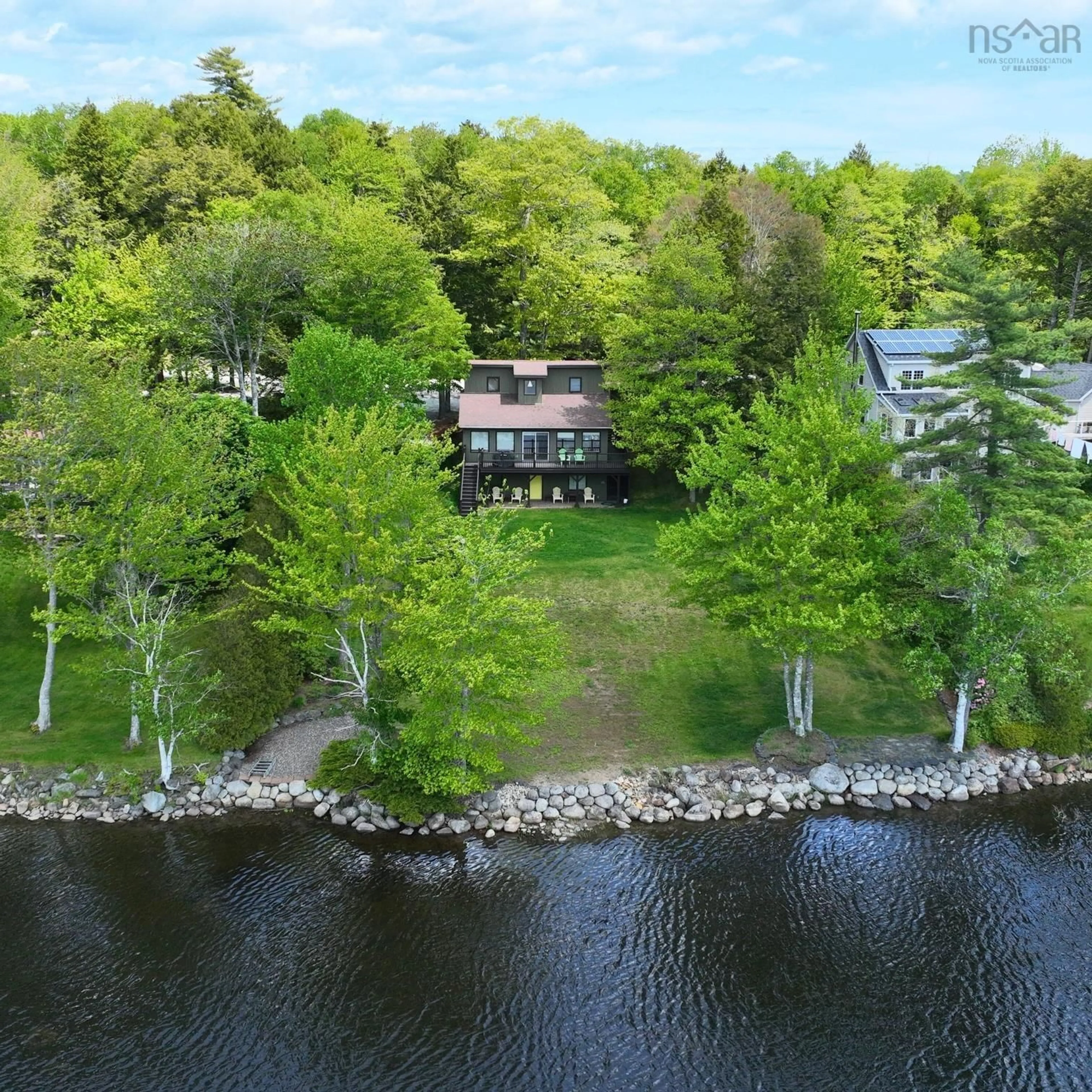A pic from outside/outdoor area/front of a property/back of a property/a pic from drone, water/lake/river/ocean view for 93 Lakeview Cir, Conquerall Mills Nova Scotia B4V 6A9