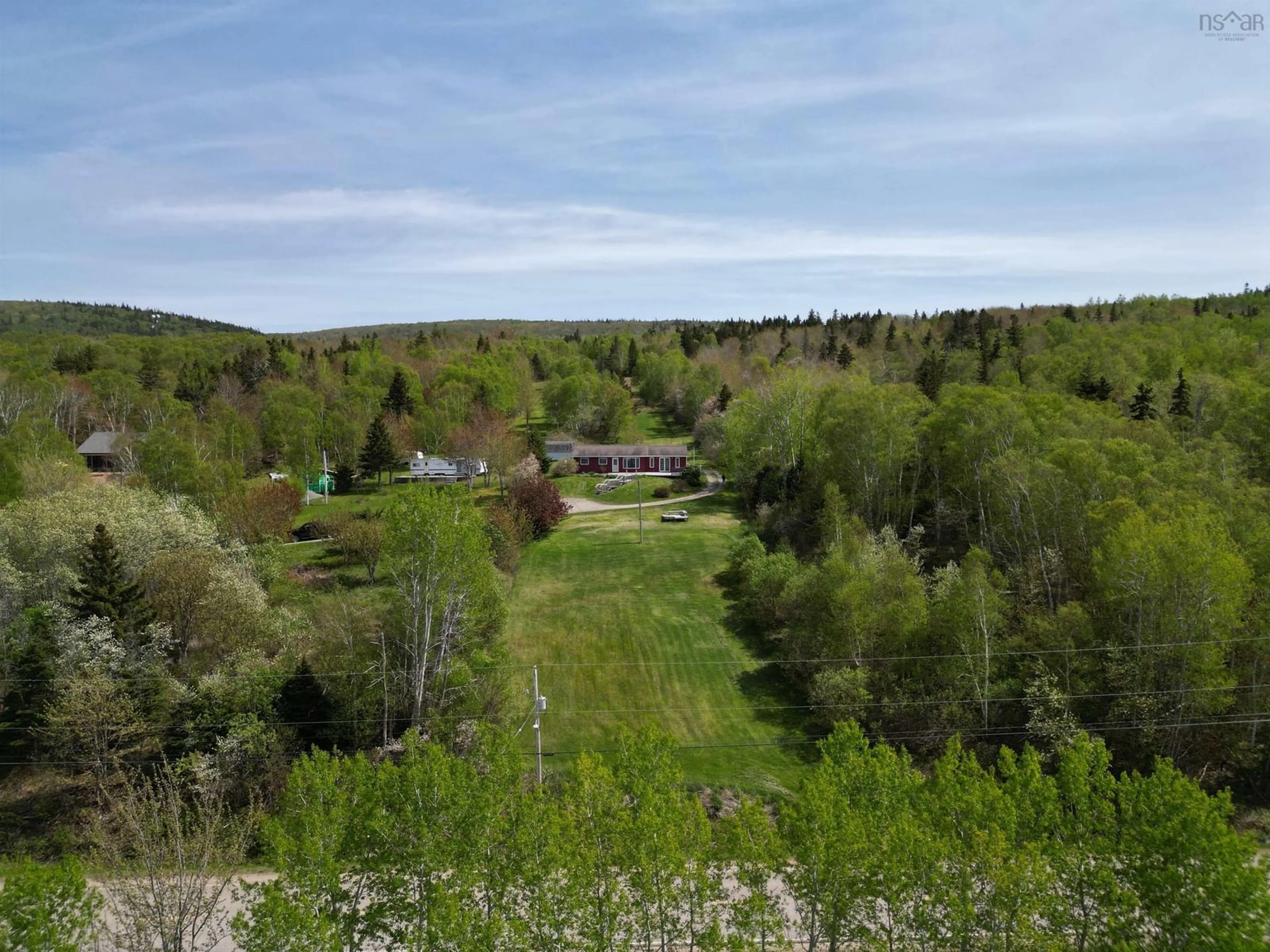 A pic from outside/outdoor area/front of a property/back of a property/a pic from drone, forest/trees view for 6783 Grand Narrows Highway, Shenacadie Nova Scotia B1T 1M6