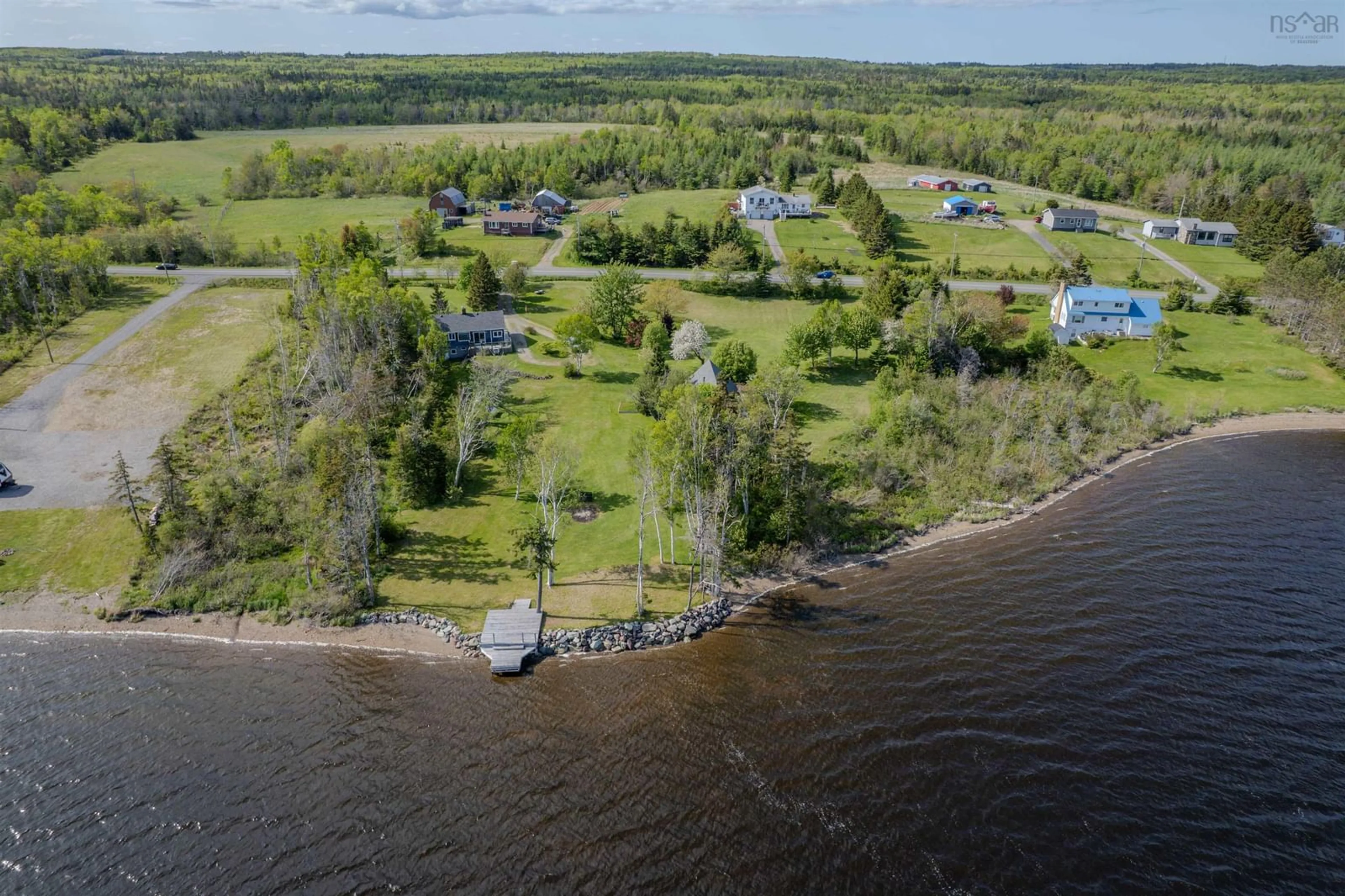 A pic from outside/outdoor area/front of a property/back of a property/a pic from drone, water/lake/river/ocean view for 475 Hillside Road, Mira Albert Bridge Nova Scotia B1K 3H9