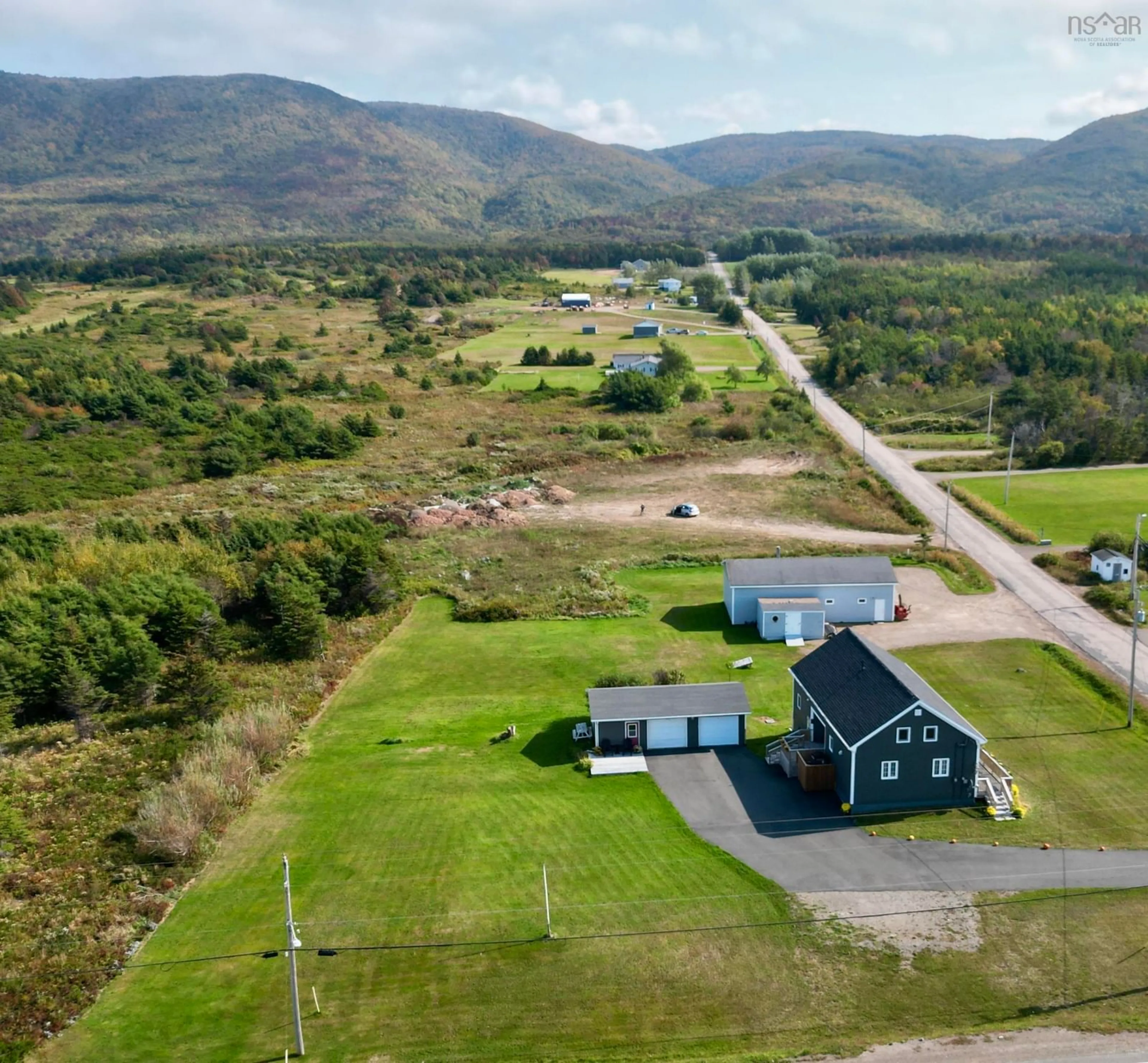 A pic from outside/outdoor area/front of a property/back of a property/a pic from drone, mountain view for 5 Chemin Pembroke, Grand Étang Nova Scotia B0E 1L0