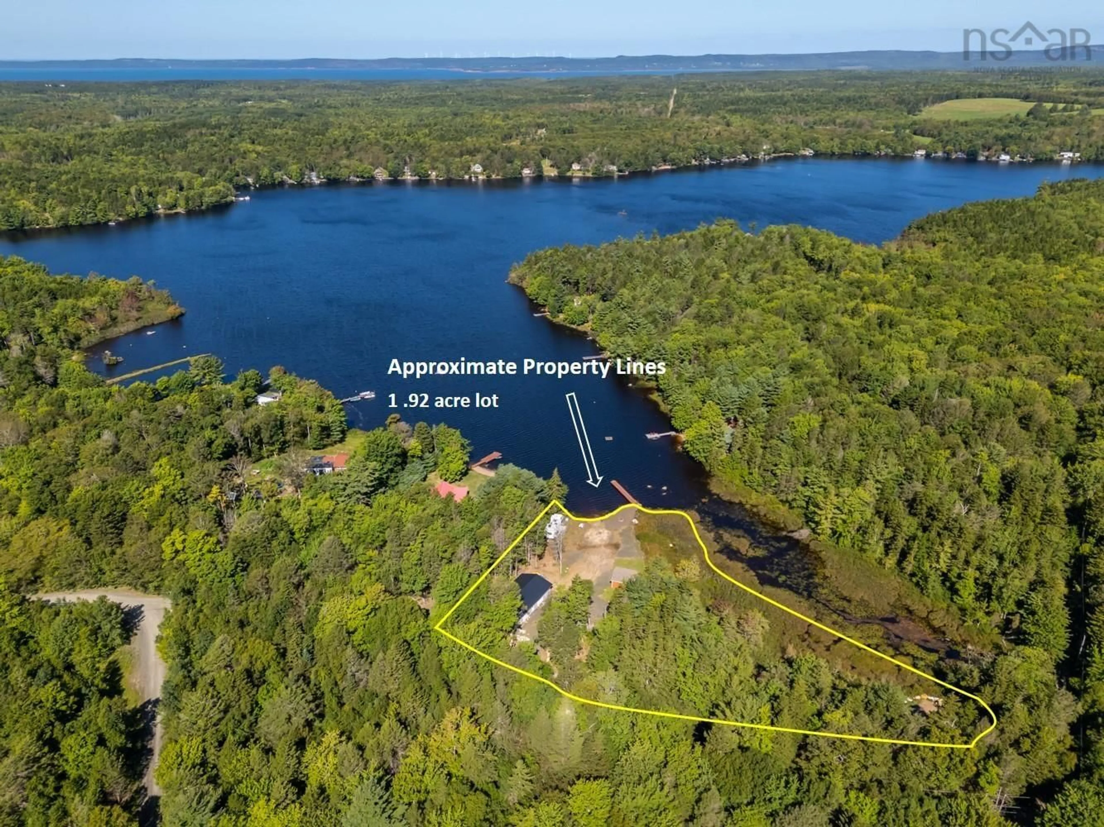 A pic from outside/outdoor area/front of a property/back of a property/a pic from drone, water/lake/river/ocean view for 25 Jim's Boulder Rd, North Range Nova Scotia B0W 1H0