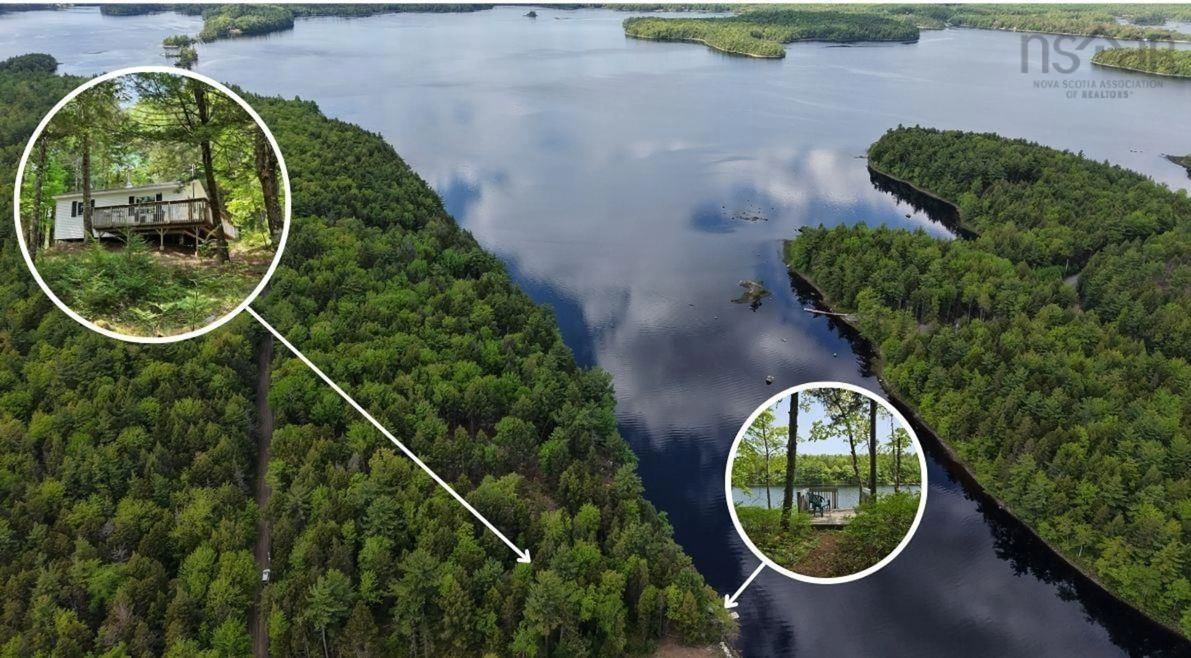 A pic from outside/outdoor area/front of a property/back of a property/a pic from drone, water/lake/river/ocean view for 125 Cottage Lane, Pleasantfield Nova Scotia B0T 1X0