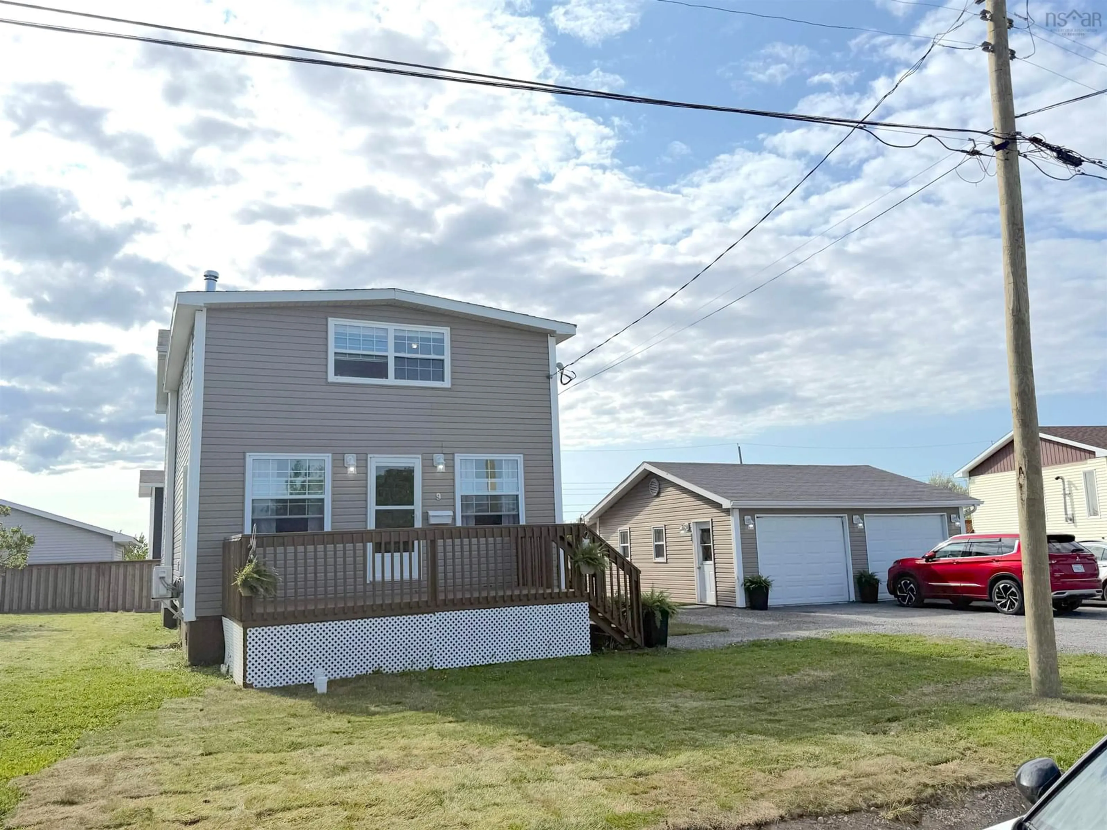 Home with vinyl exterior material, street for 9 Sampson Lane, New Victoria Nova Scotia B1H 2T3
