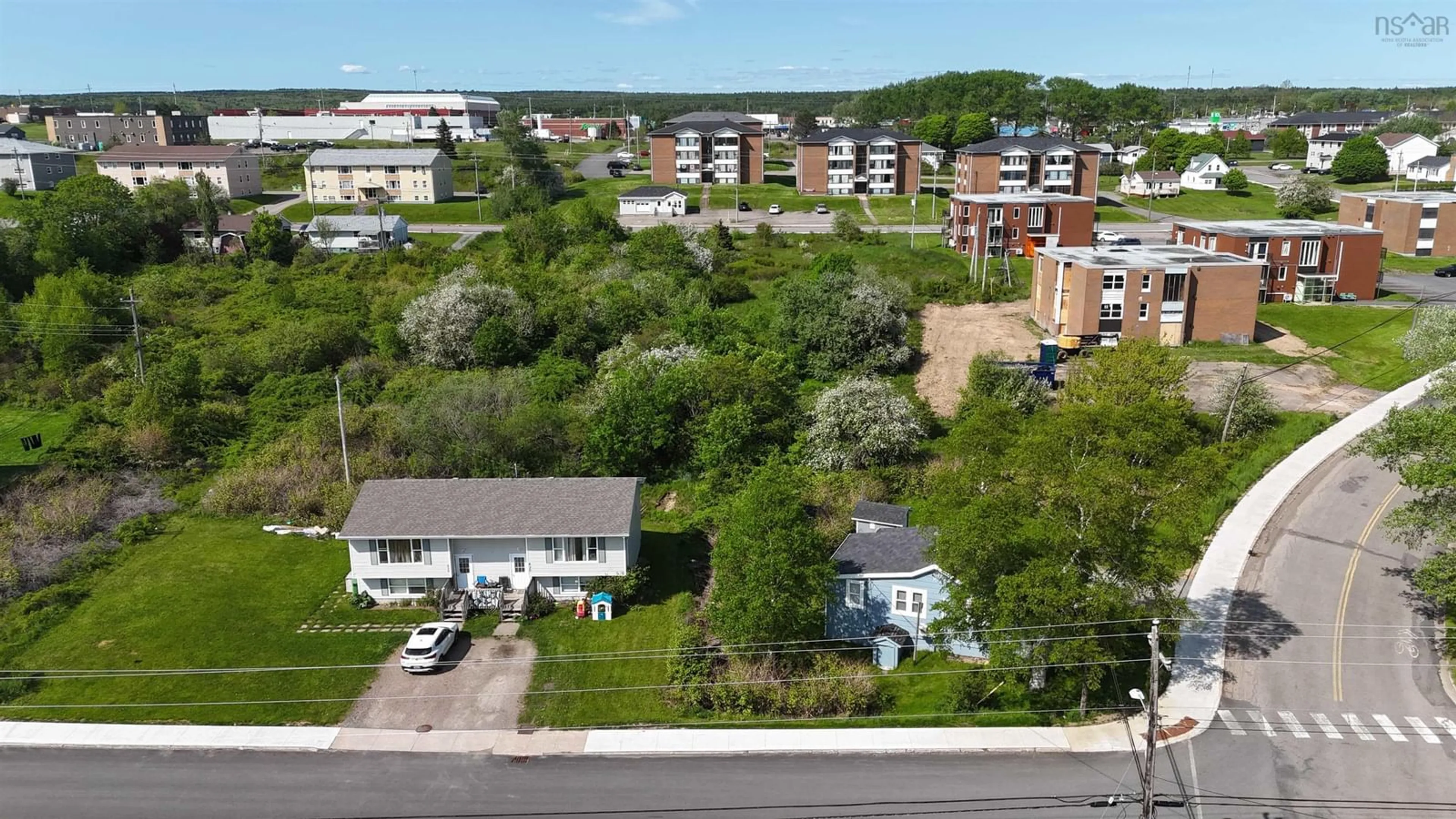 A pic from outside/outdoor area/front of a property/back of a property/a pic from drone, city buildings view from balcony for 628-630 Bernard St, Port Hawkesbury Nova Scotia B9A 3G5