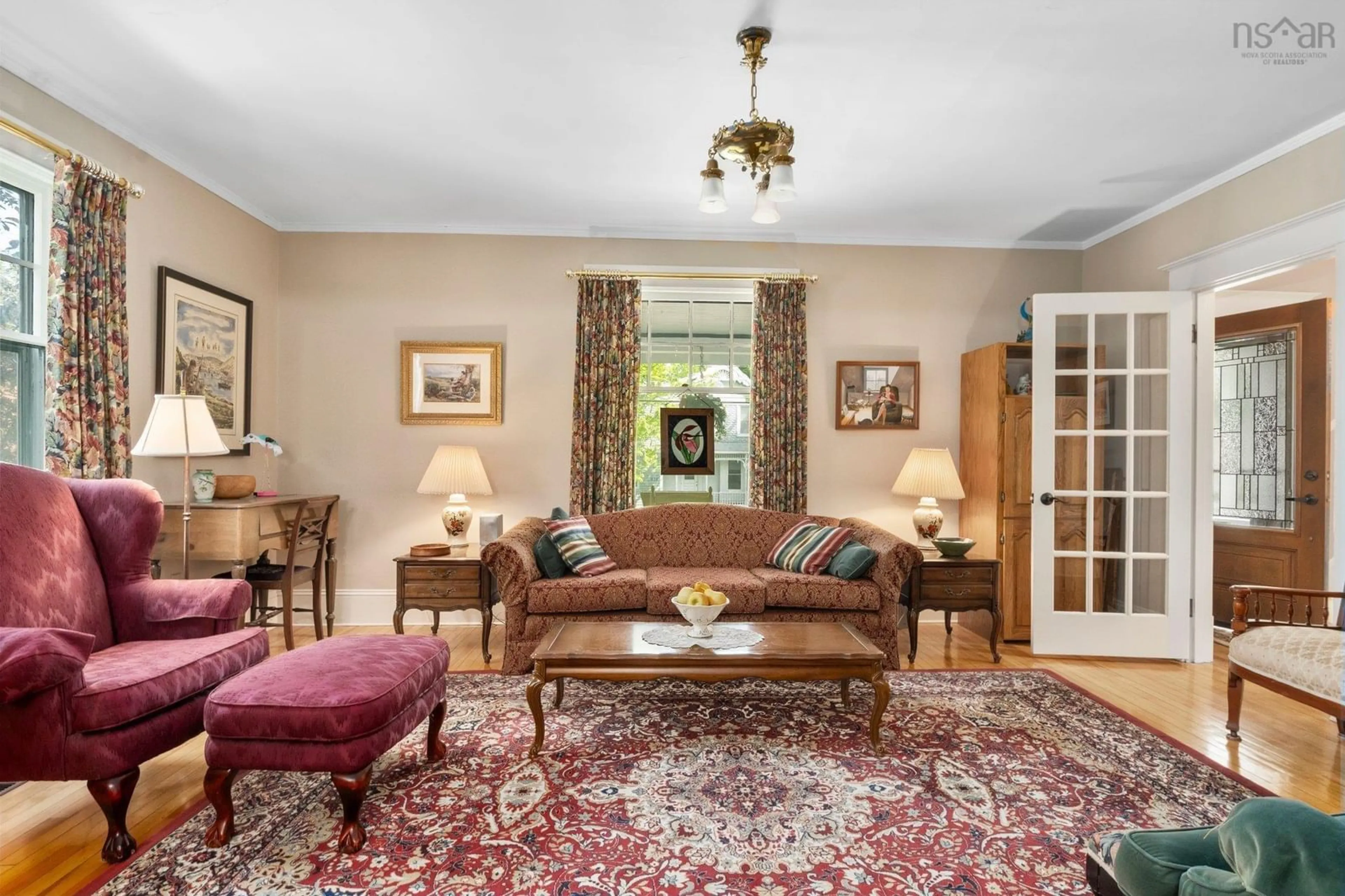 Living room with furniture, carpet floor for 183 Cottage St, Berwick Nova Scotia B0P 1E0