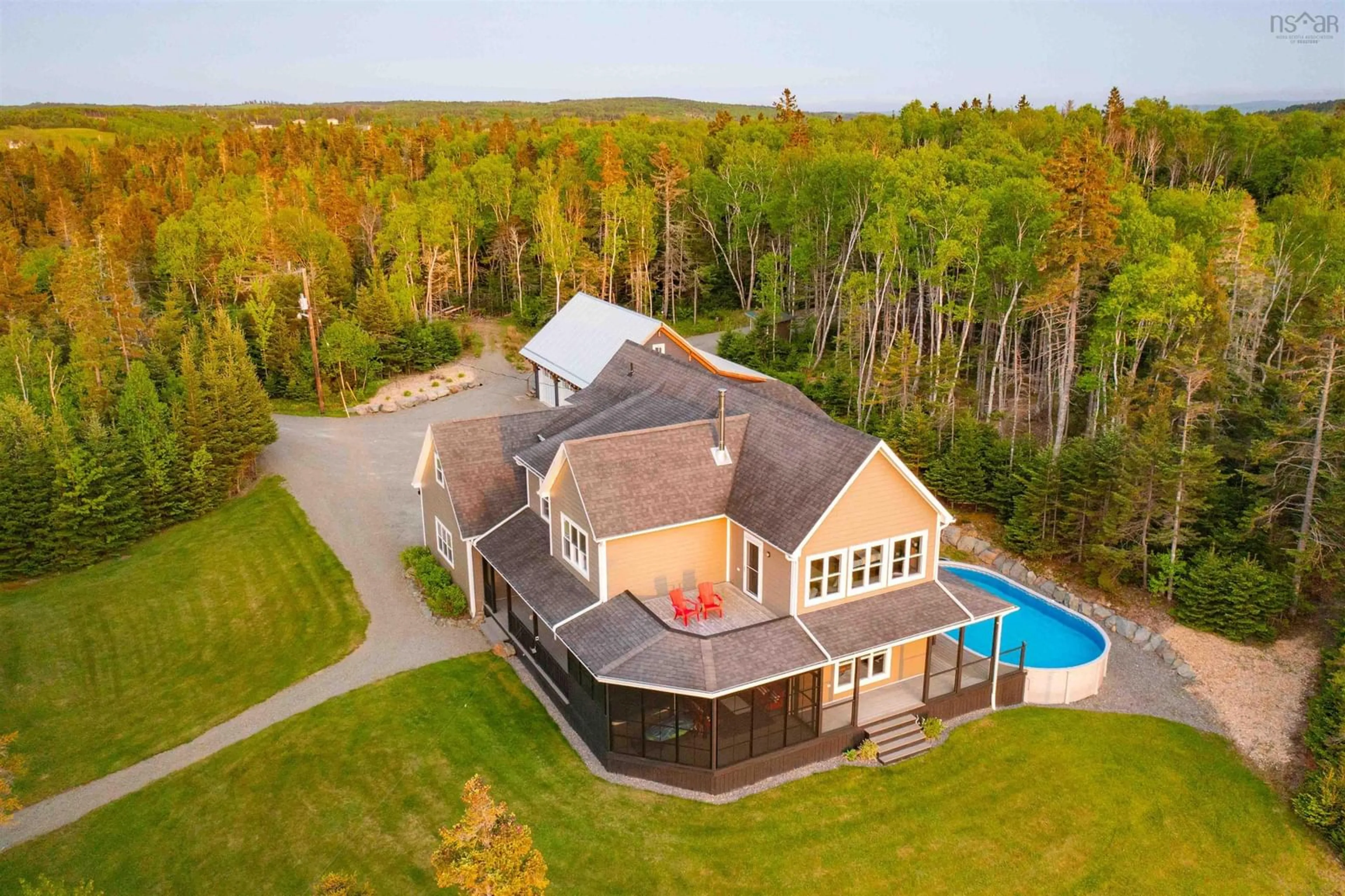 A pic from outside/outdoor area/front of a property/back of a property/a pic from drone, water/lake/river/ocean view for 2248 North Riverside Road, Boylston Nova Scotia B0H 1G0