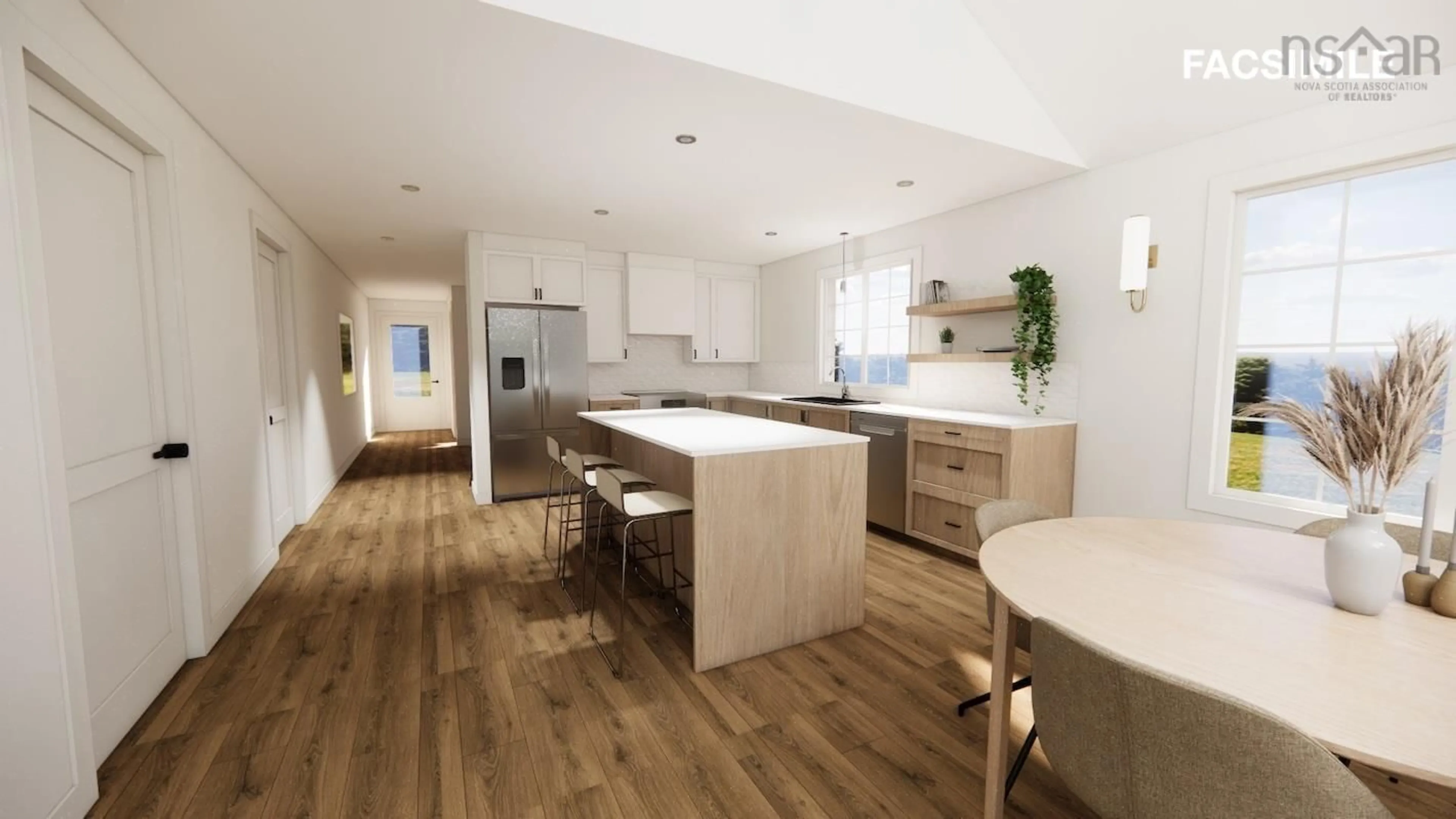 Open concept kitchen, wood/laminate floor for 16 Chester Hills Dr, Chester Nova Scotia B0J 1J0
