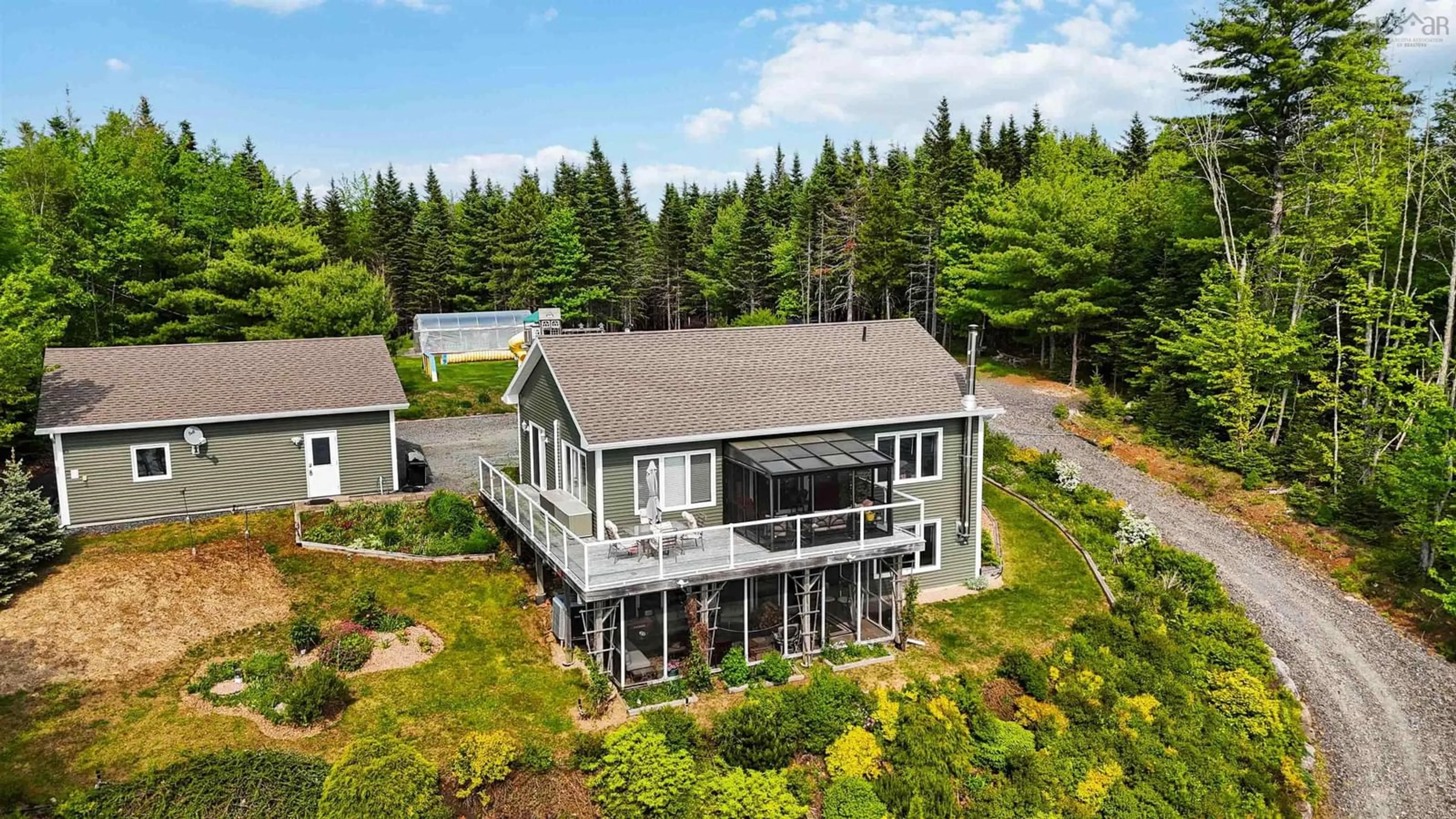 A pic from outside/outdoor area/front of a property/back of a property/a pic from drone, water/lake/river/ocean view for 223 Red Tail Dr, Newburne Nova Scotia B0J 2E0