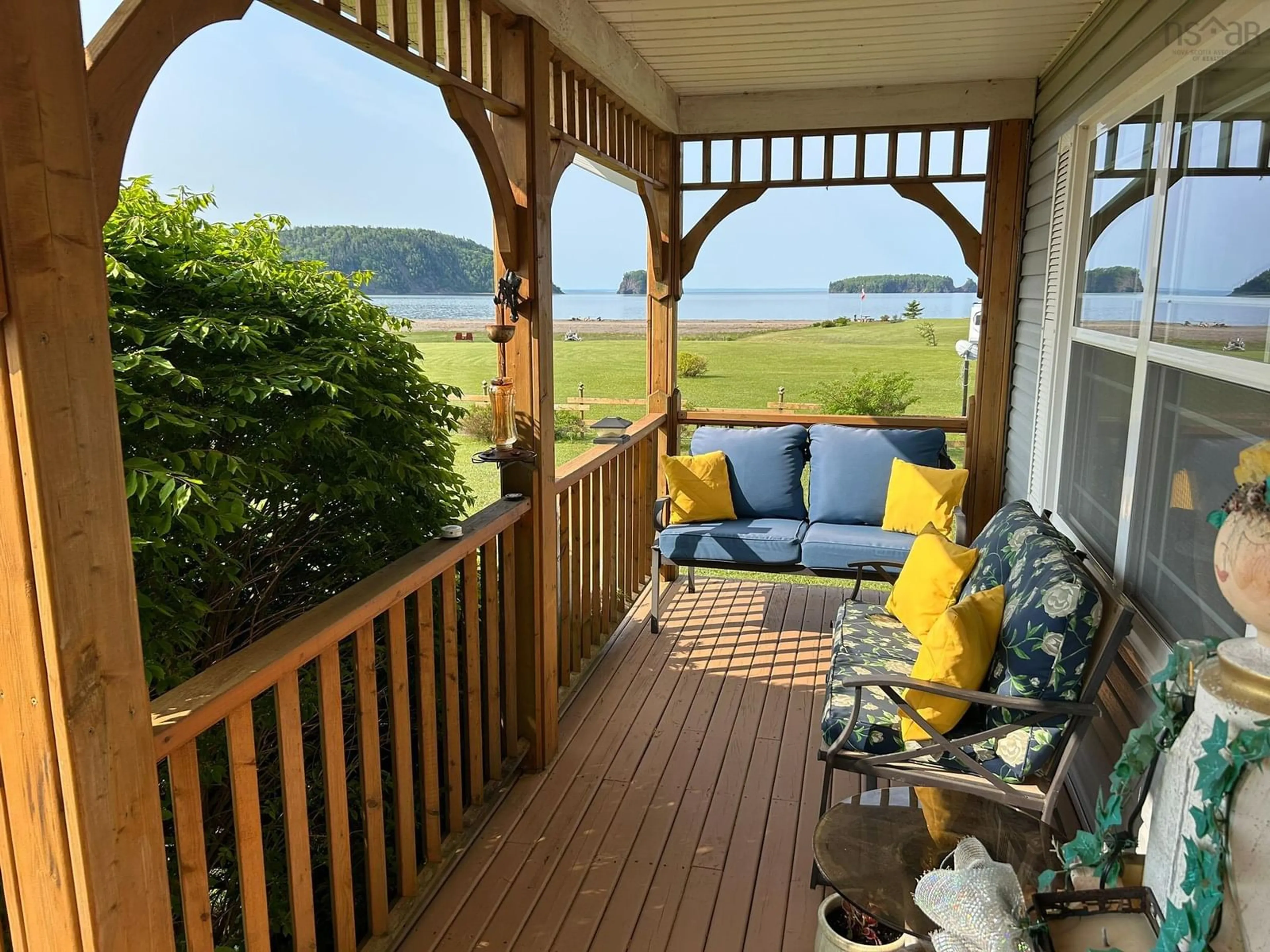 Patio, water/lake/river/ocean view for 44 North River Lane, Lower Five Islands Nova Scotia B0M 1N0