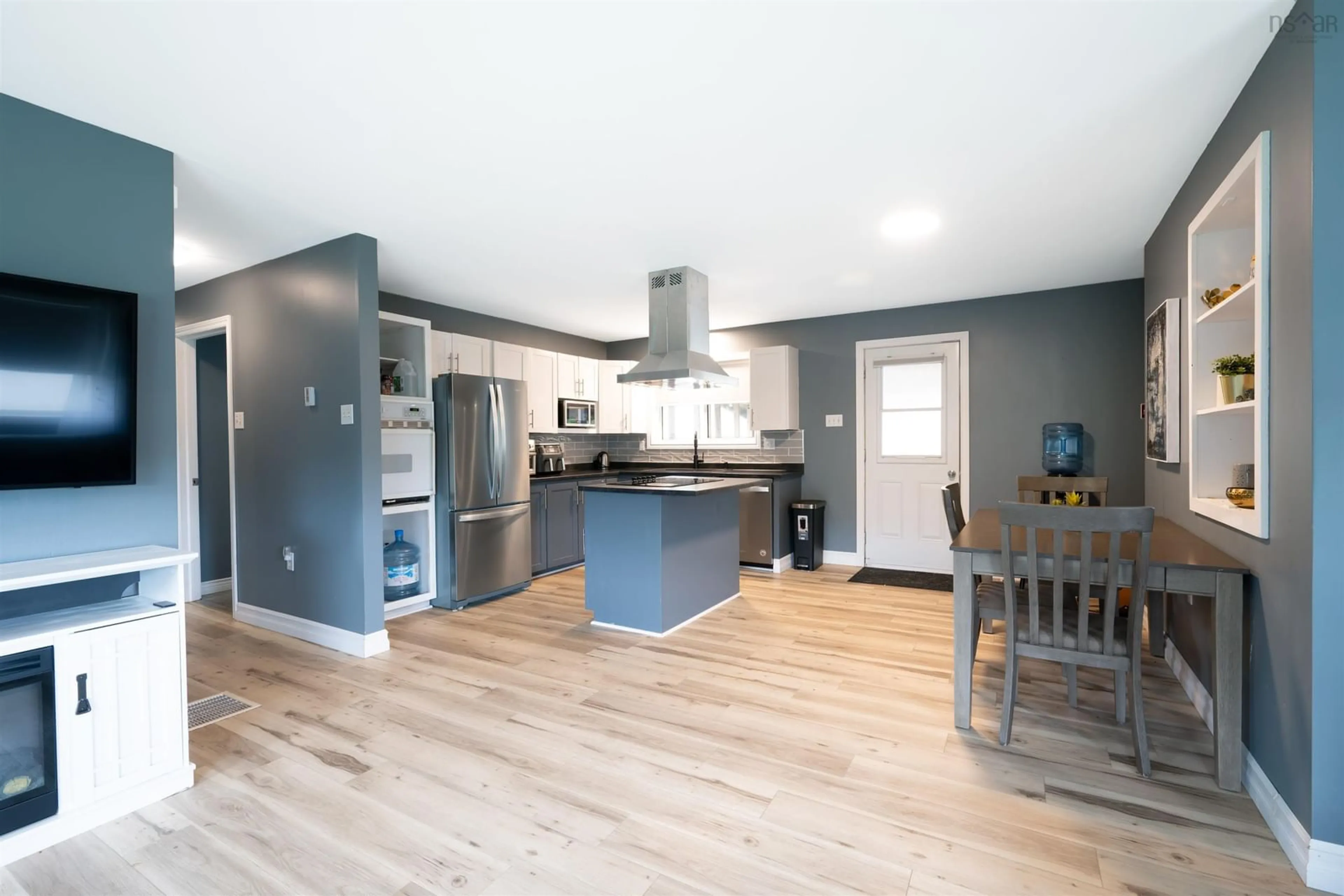 Open concept kitchen, wood/laminate floor for 432 St. Marys Rd, Dean Nova Scotia B0N 2M0