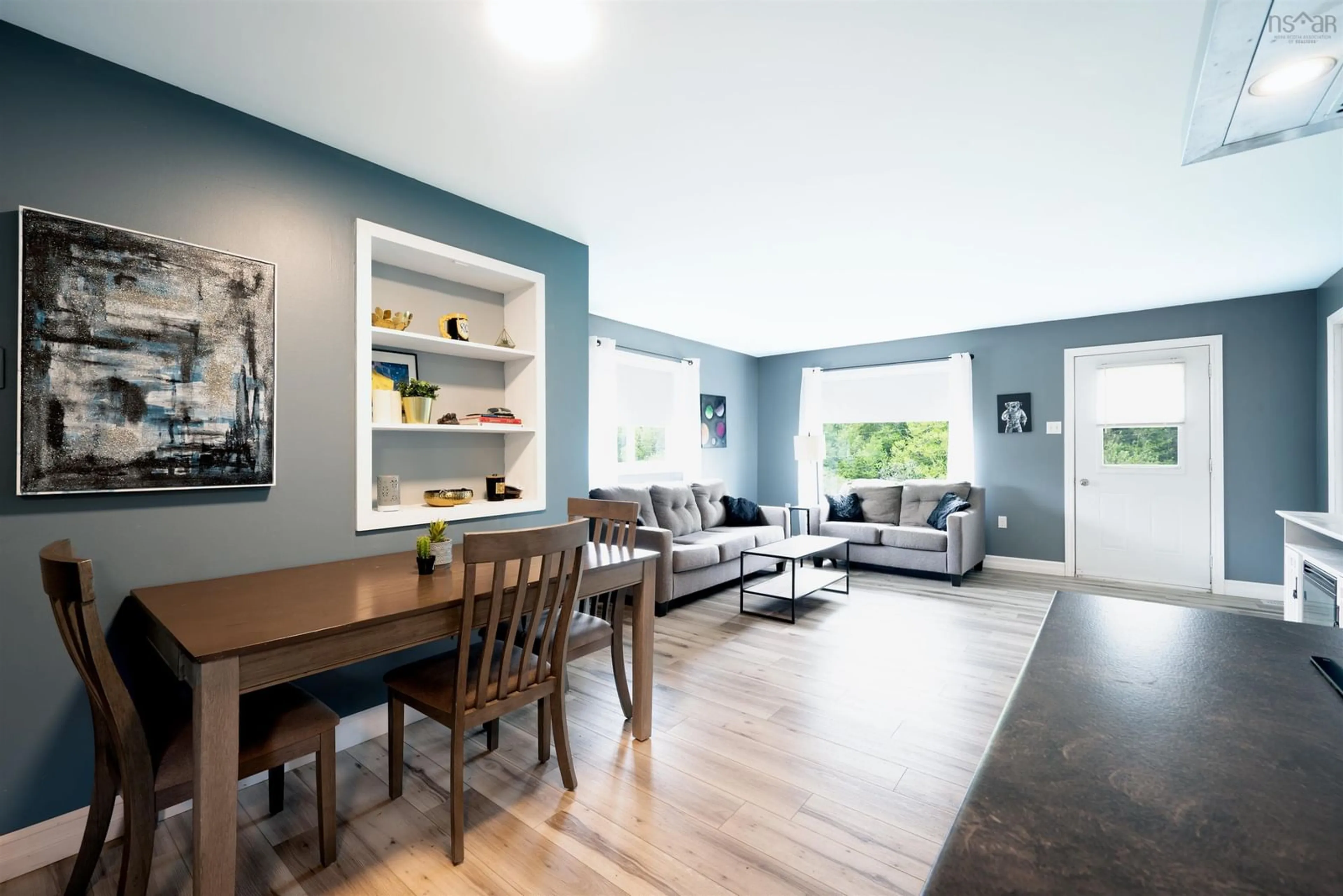 Living room with furniture, wood/laminate floor for 432 St. Marys Rd, Dean Nova Scotia B0N 2M0