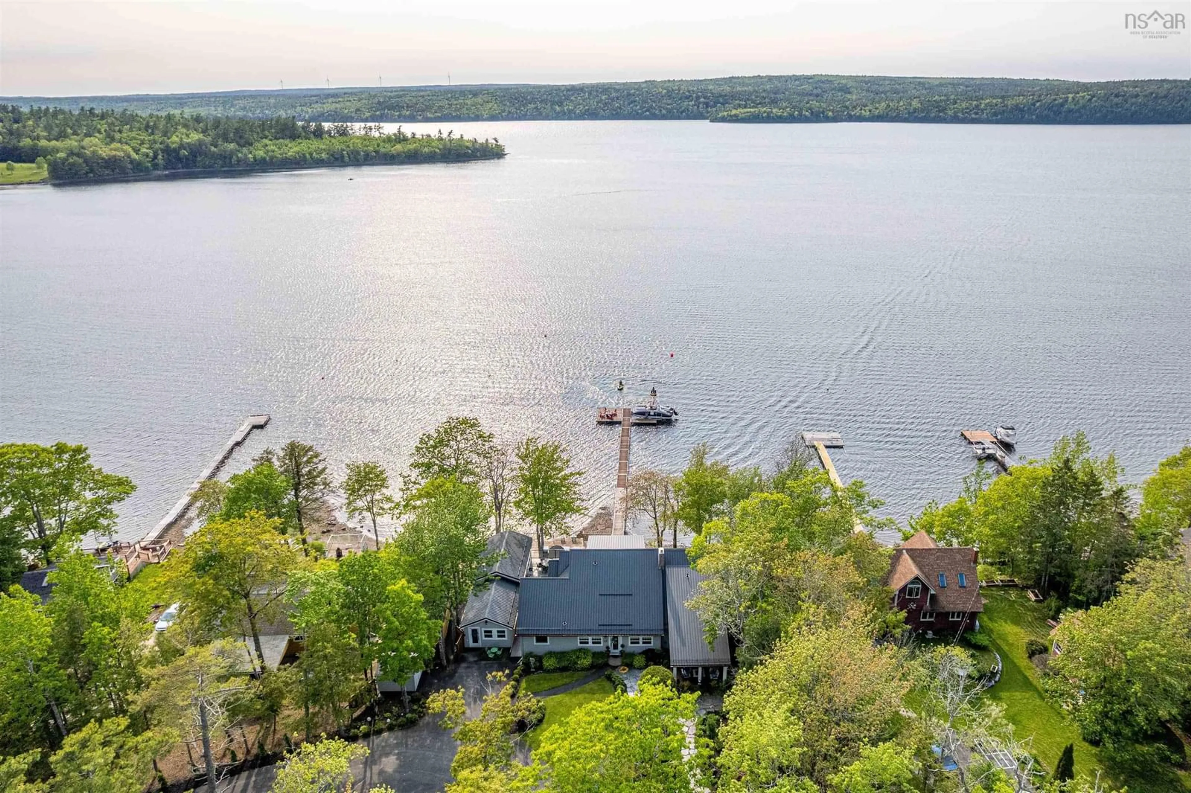 A pic from outside/outdoor area/front of a property/back of a property/a pic from drone, water/lake/river/ocean view for 22 Parkview Dr, Oakfield Nova Scotia B2T 1B1