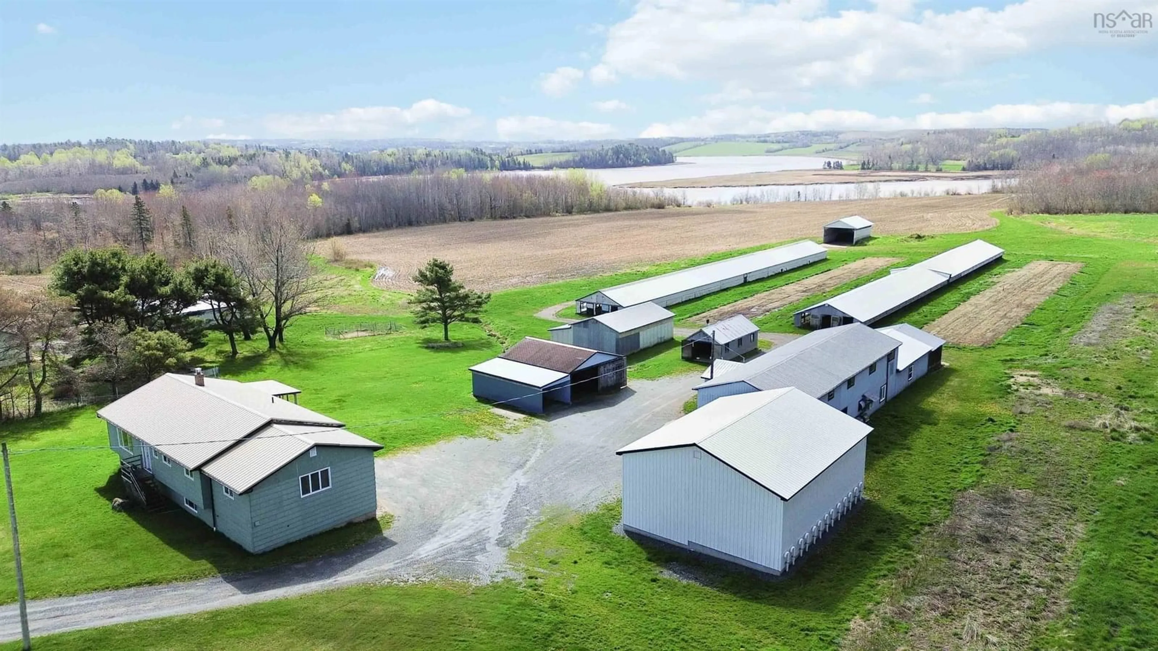 A pic from outside/outdoor area/front of a property/back of a property/a pic from drone, water/lake/river/ocean view for 2849 Highway 215, Centre Burlington Nova Scotia B0N 2A0