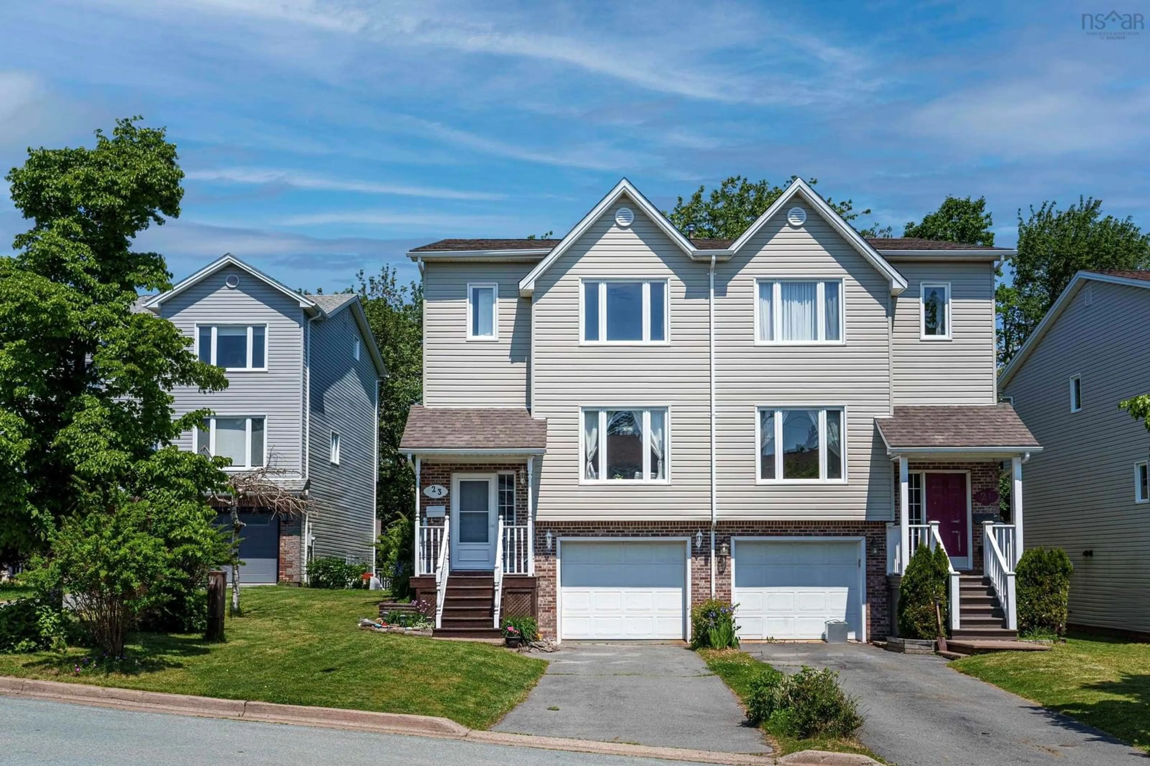Home with vinyl exterior material, street for 23 Chelmsford Pl, Halifax Nova Scotia B3M 4R2
