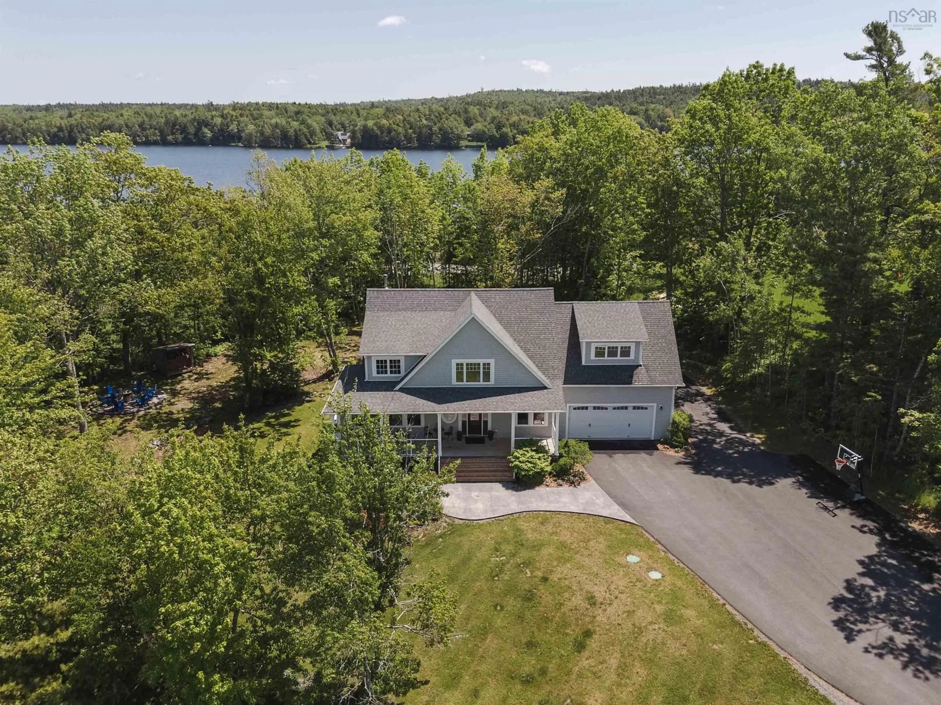 A pic from outside/outdoor area/front of a property/back of a property/a pic from drone, water/lake/river/ocean view for 25 Meadowvale Lane, Oakfield Nova Scotia B2T 1B3