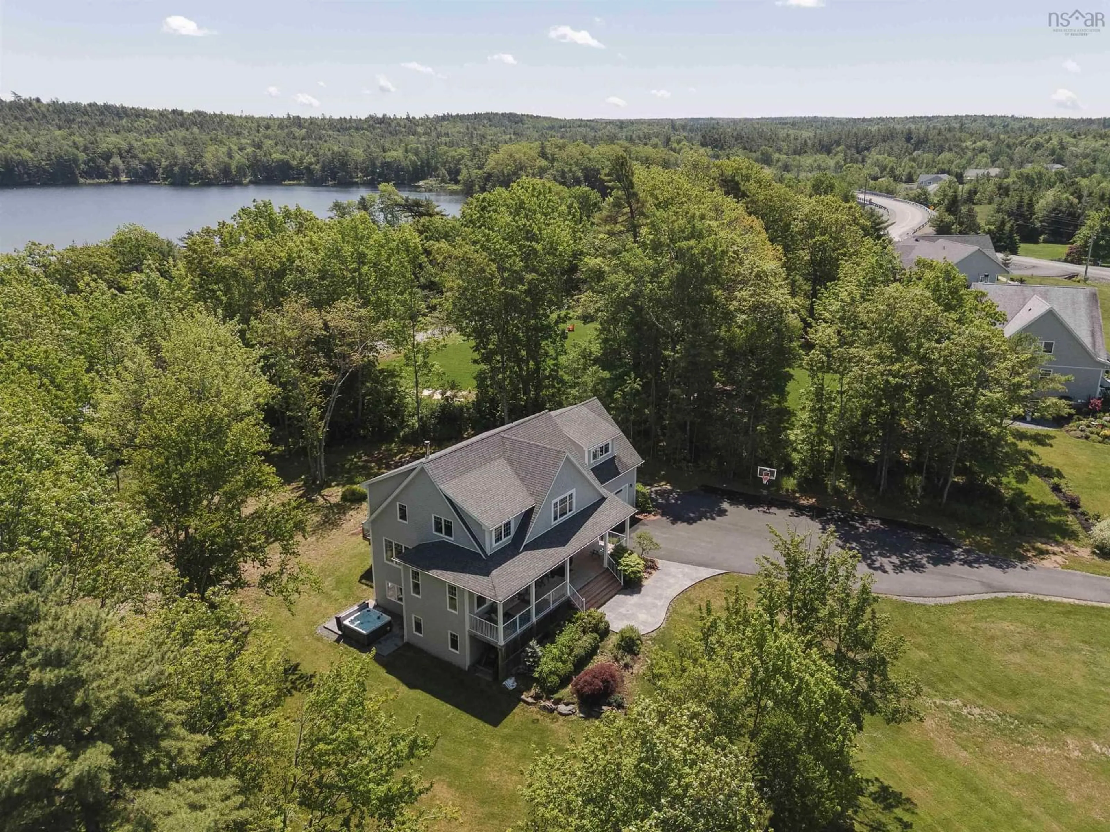 A pic from outside/outdoor area/front of a property/back of a property/a pic from drone, water/lake/river/ocean view for 25 Meadowvale Lane, Oakfield Nova Scotia B2T 1B3