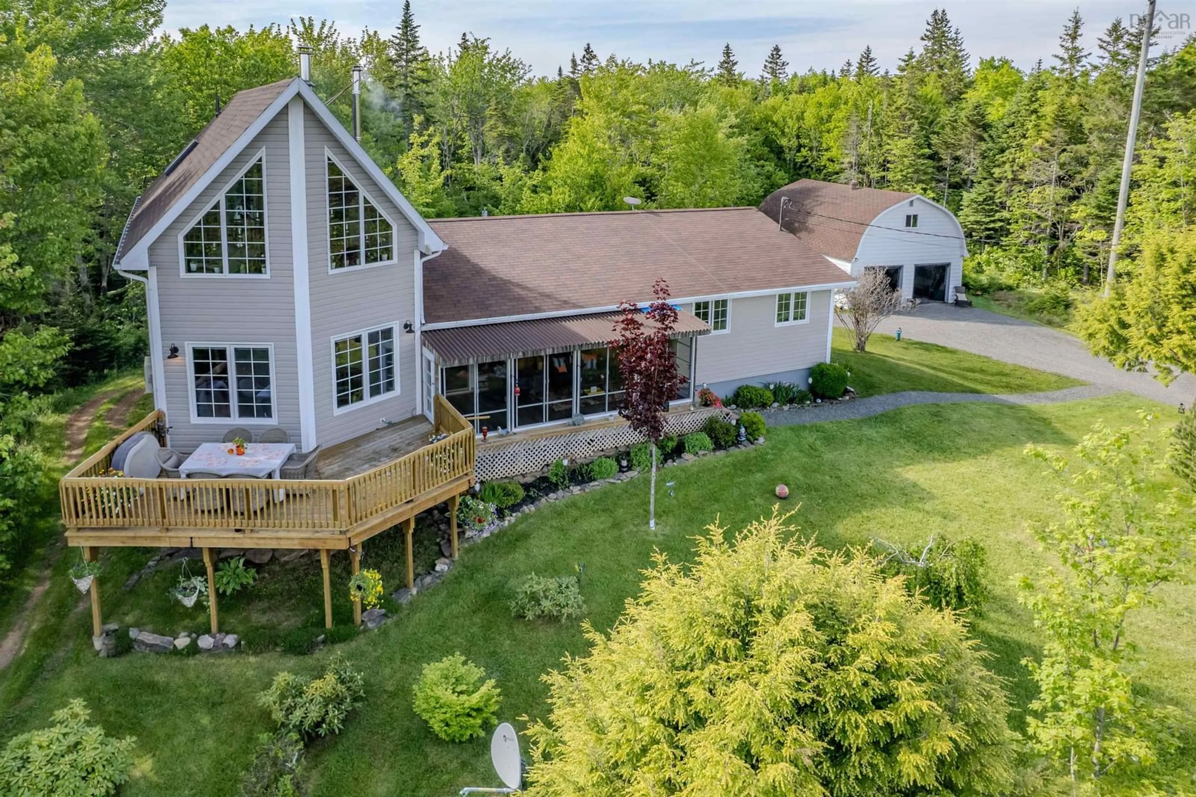 A pic from outside/outdoor area/front of a property/back of a property/a pic from drone, water/lake/river/ocean view for 1702 Beechmont Rd, Beechmont Nova Scotia B2A 4J6