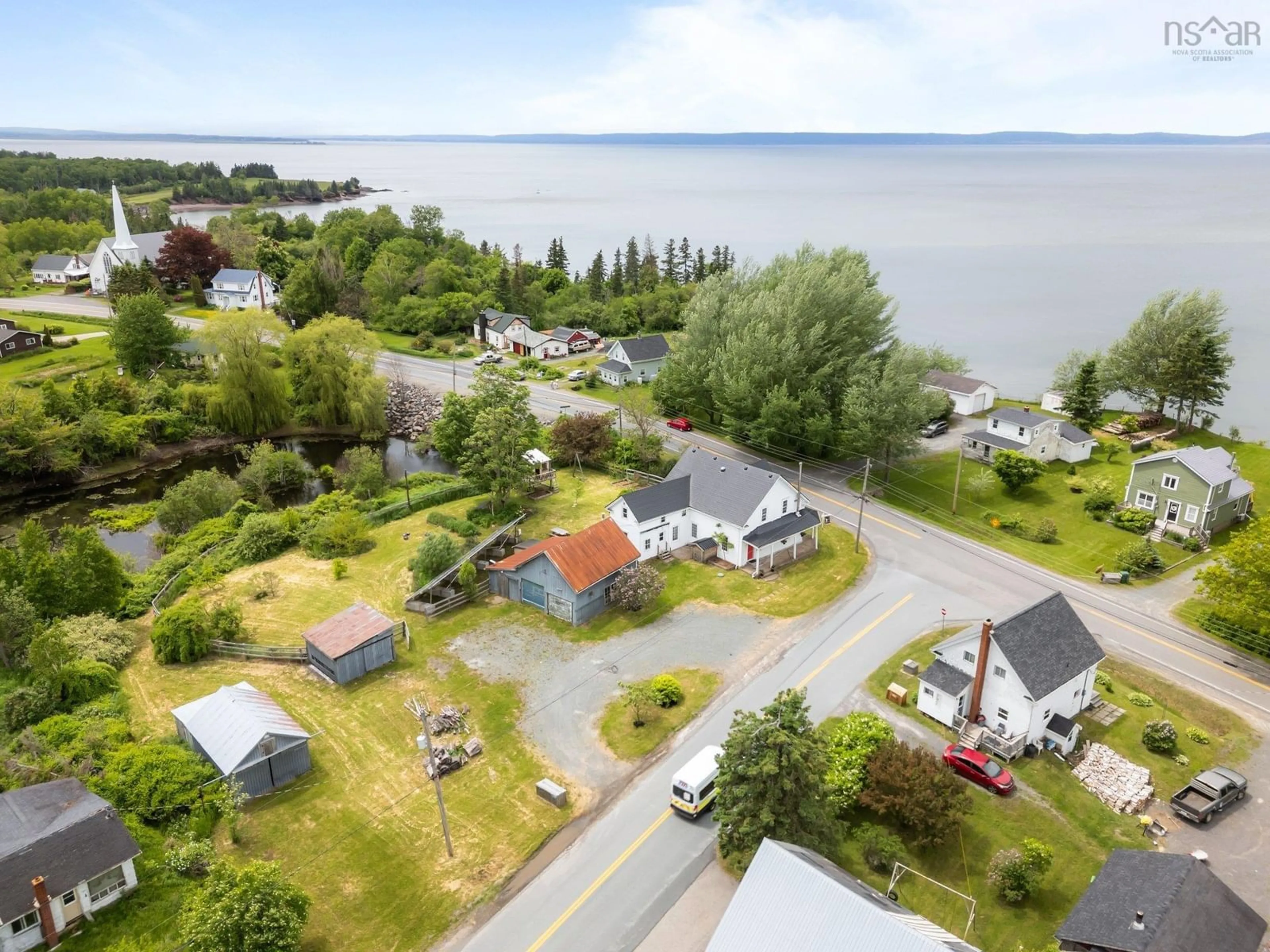 A pic from outside/outdoor area/front of a property/back of a property/a pic from drone, water/lake/river/ocean view for 2133 New Cheverie Rd, Cheverie Nova Scotia B0N 2A0