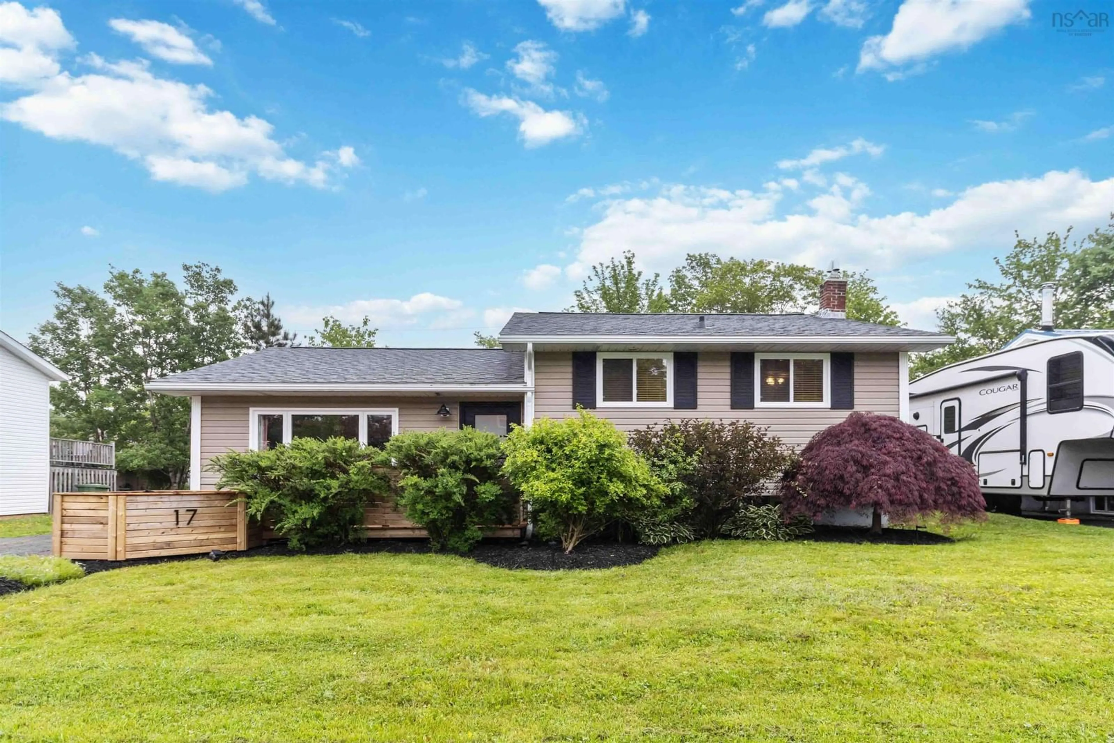 Home with vinyl exterior material, street for 17 Sampson Dr, Lower Sackville Nova Scotia B4C 2T7