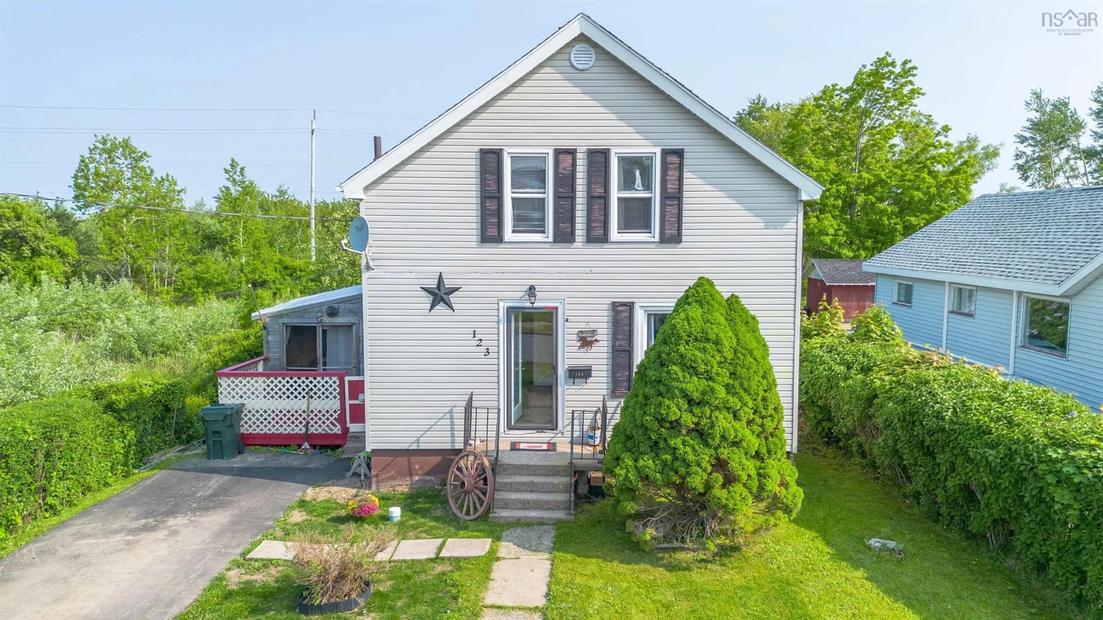 Home with vinyl exterior material, street for 123 Vulcan Ave, Sydney Nova Scotia B1P 5W3