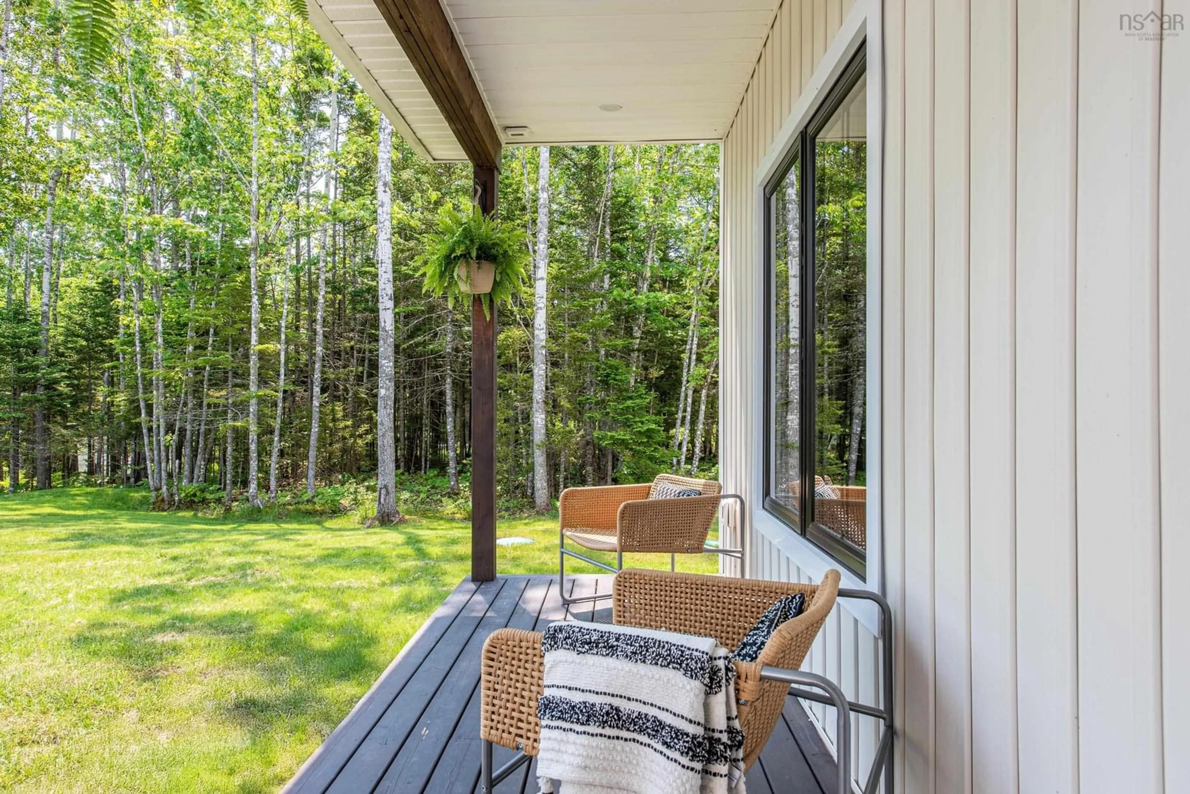 Patio, forest/trees view for 174 Sawgrass Dr, Oakfield Nova Scotia B2T 0E9