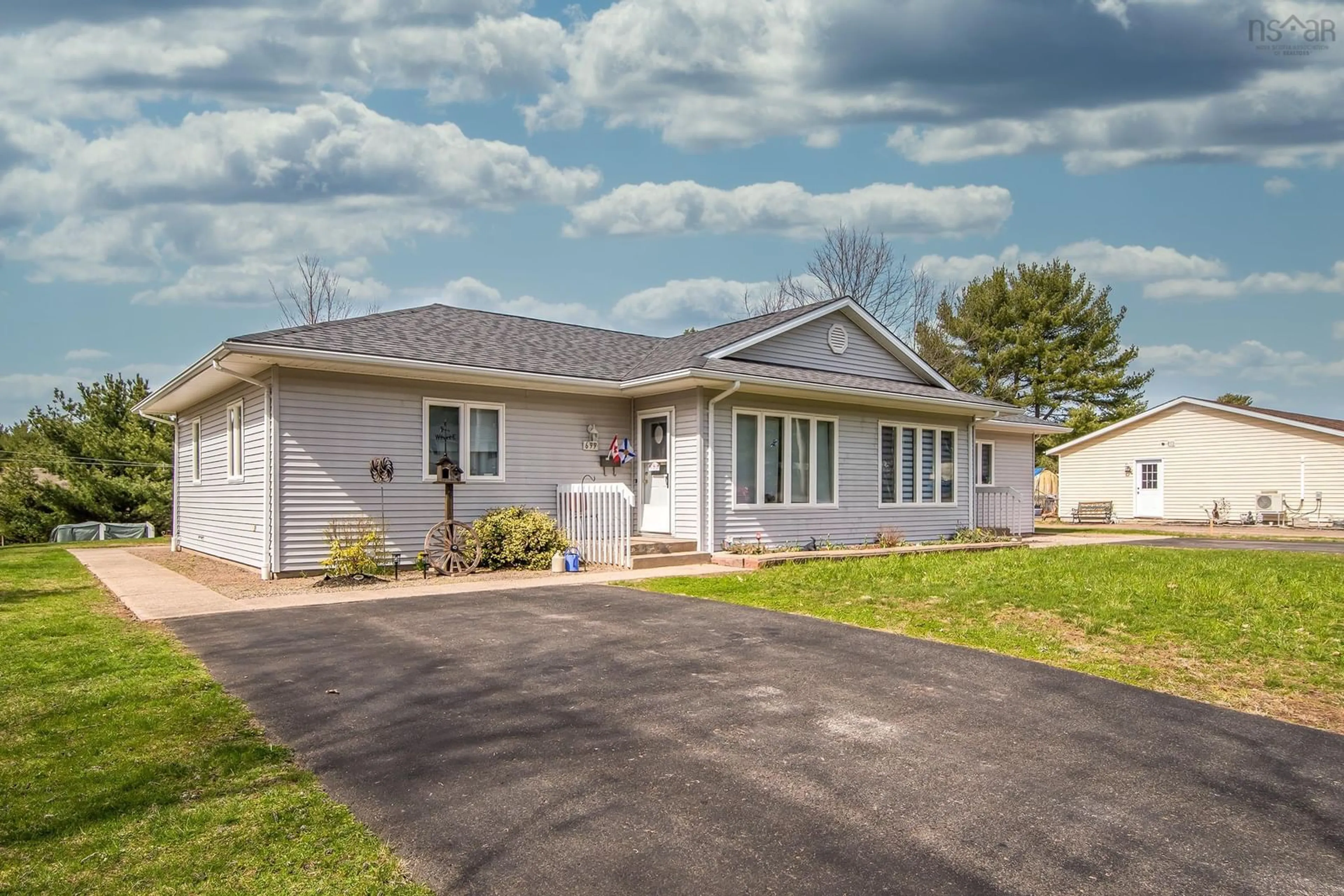 Home with vinyl exterior material, street for 699/701 Balser Dr, Kingston Nova Scotia B0P 1R0