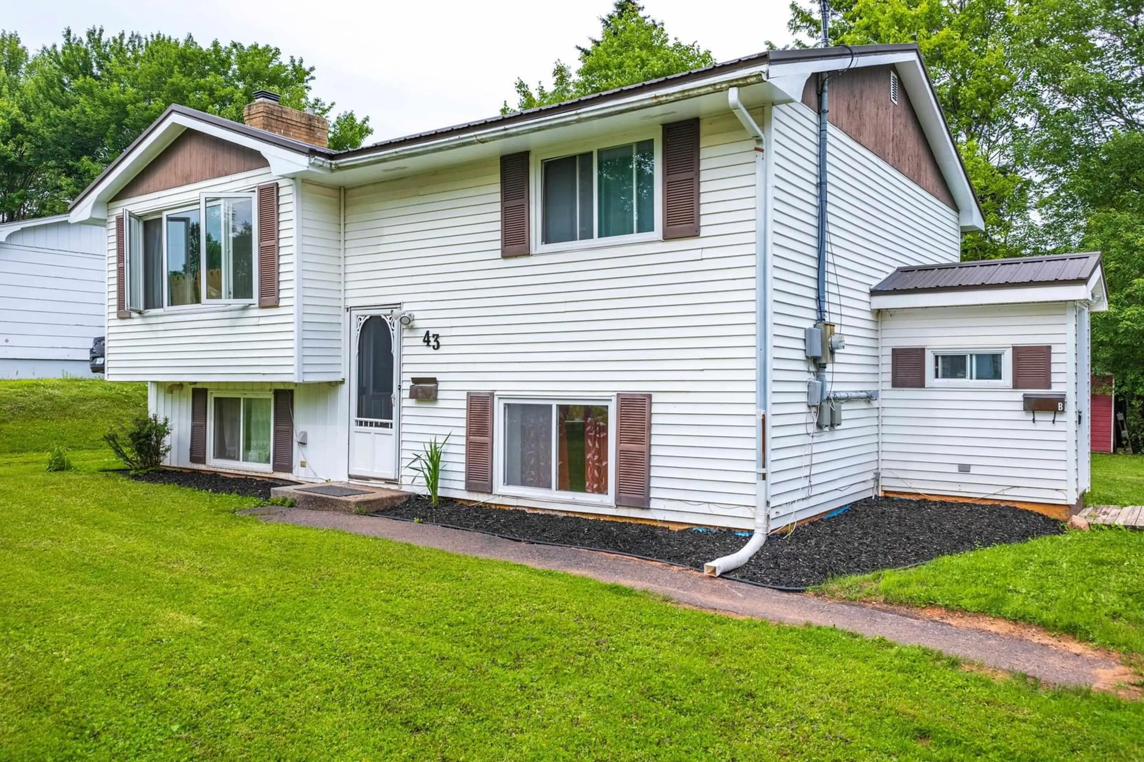 Home with vinyl exterior material, street for 43 Scenic Dr, Bible Hill Nova Scotia B2N 5N9
