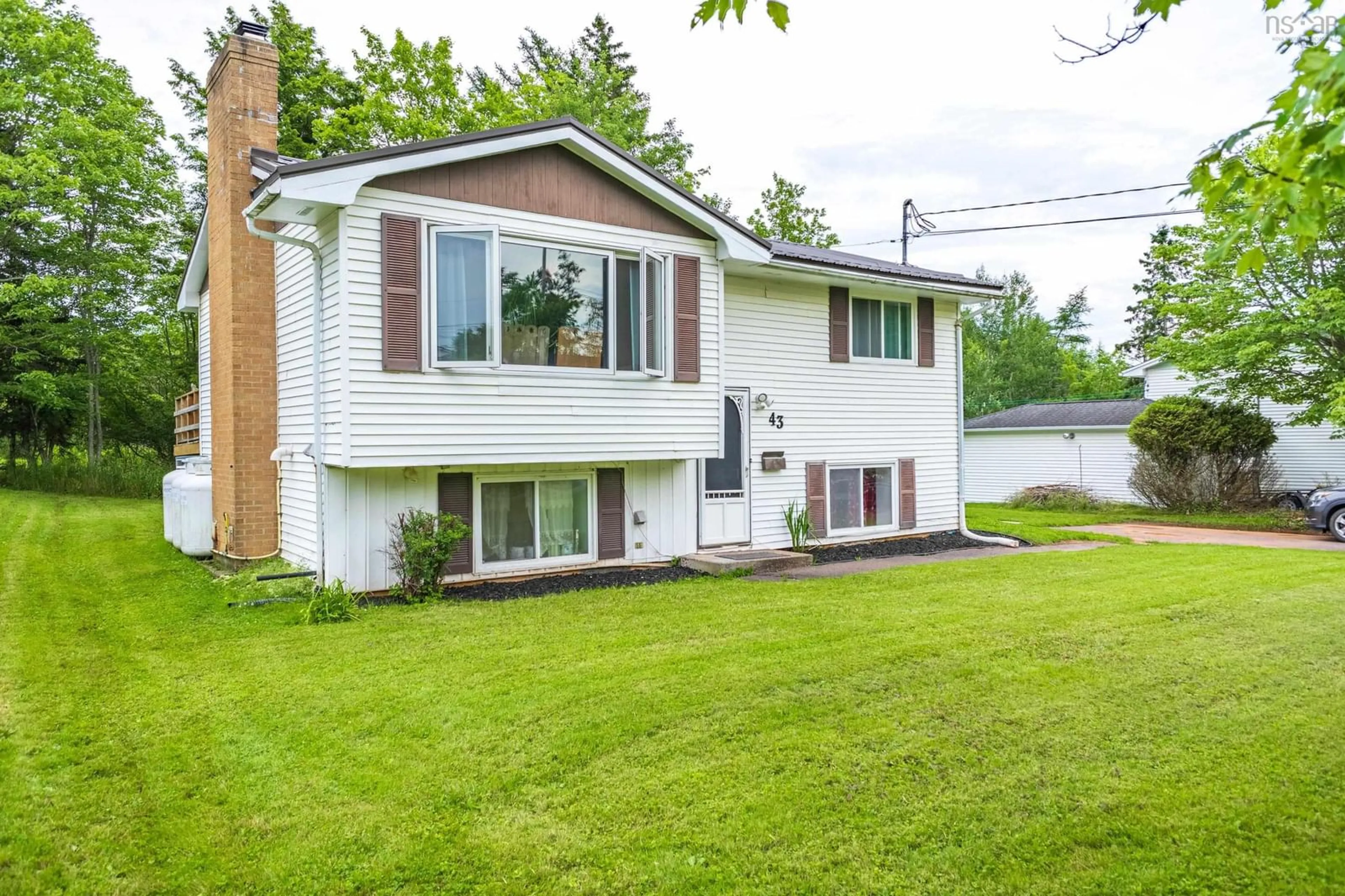 Home with vinyl exterior material, street for 43 Scenic Dr, Bible Hill Nova Scotia B2N 5N9