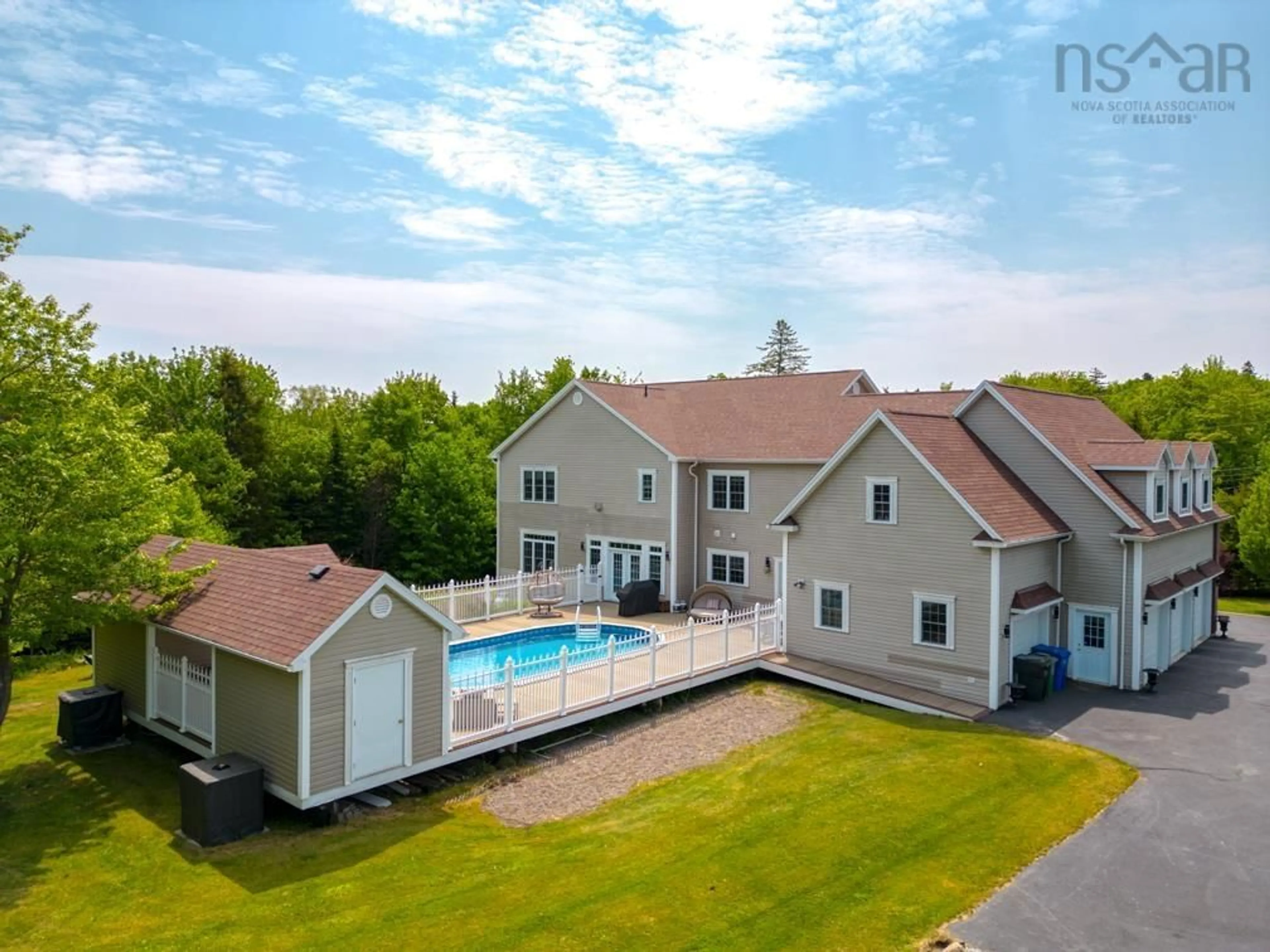 A pic from outside/outdoor area/front of a property/back of a property/a pic from drone, water/lake/river/ocean view for 42 Vrege Crt, Hammonds Plains Nova Scotia B4B 1K2