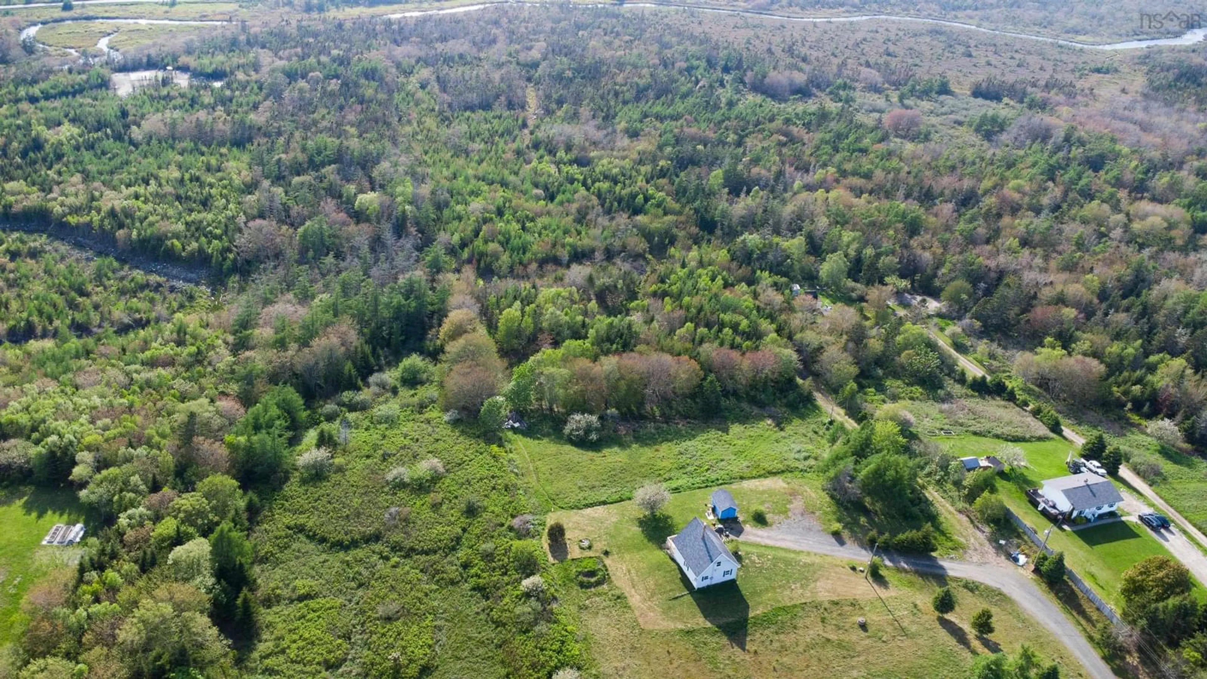 A pic from outside/outdoor area/front of a property/back of a property/a pic from drone, forest/trees view for 365 Edson Foote Rd, North Chegoggin Nova Scotia B5A 5K6
