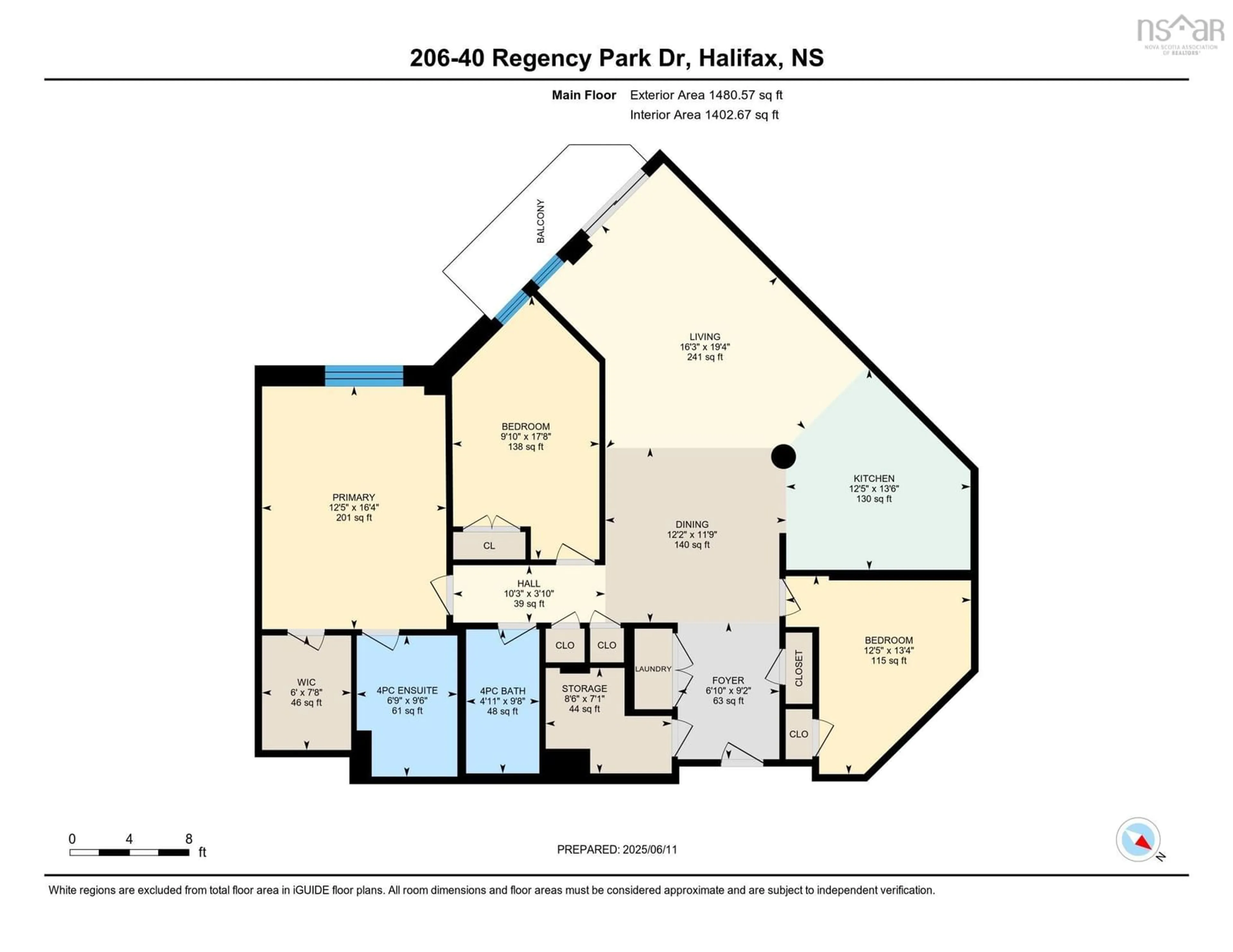 Floor plan for 40 Regency Park Dr #206, Halifax Nova Scotia B3S 1L4
