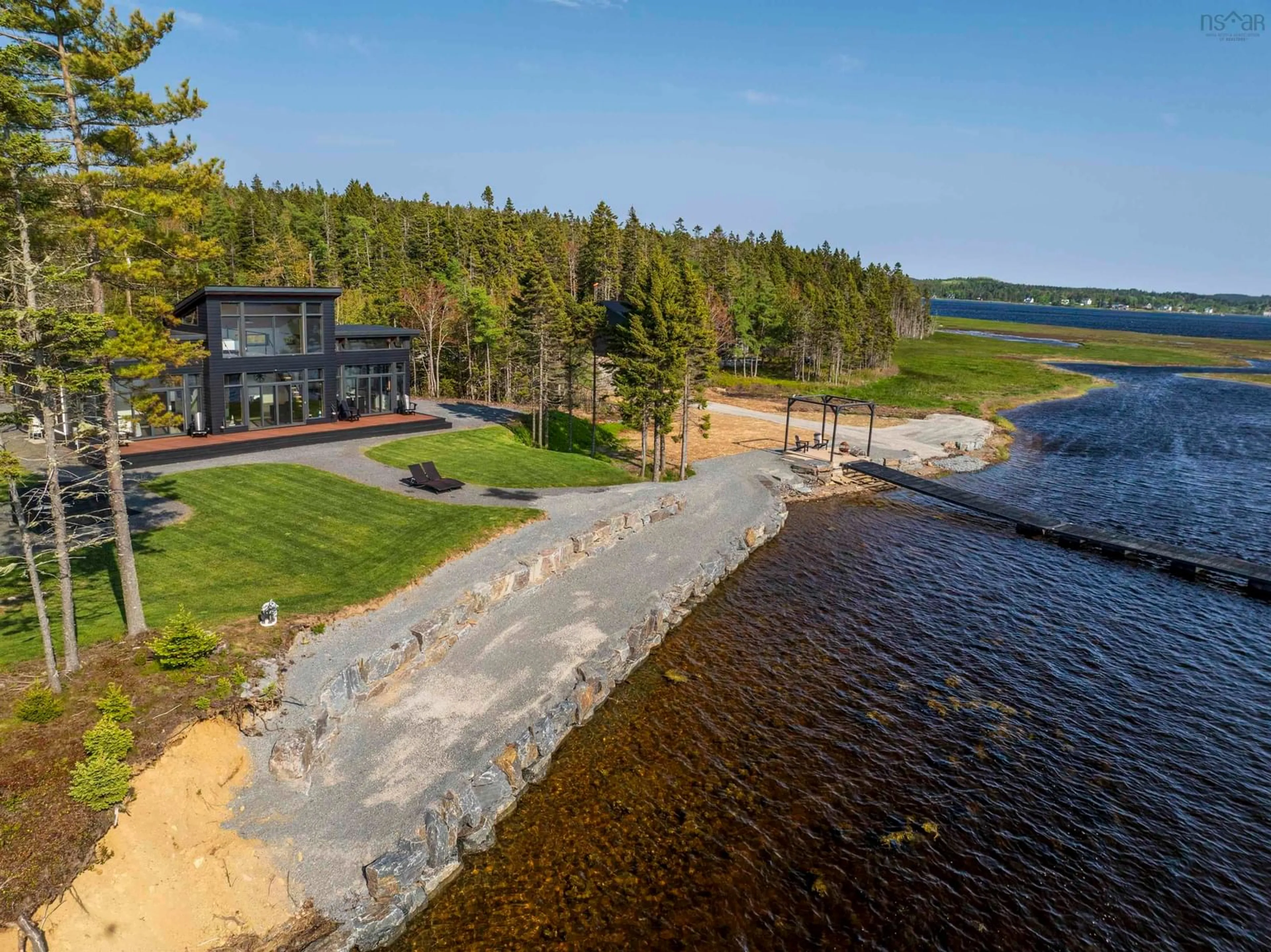 A pic from outside/outdoor area/front of a property/back of a property/a pic from drone, water/lake/river/ocean view for 4125 Highway 332, East Lahave Nova Scotia B4V 0W1