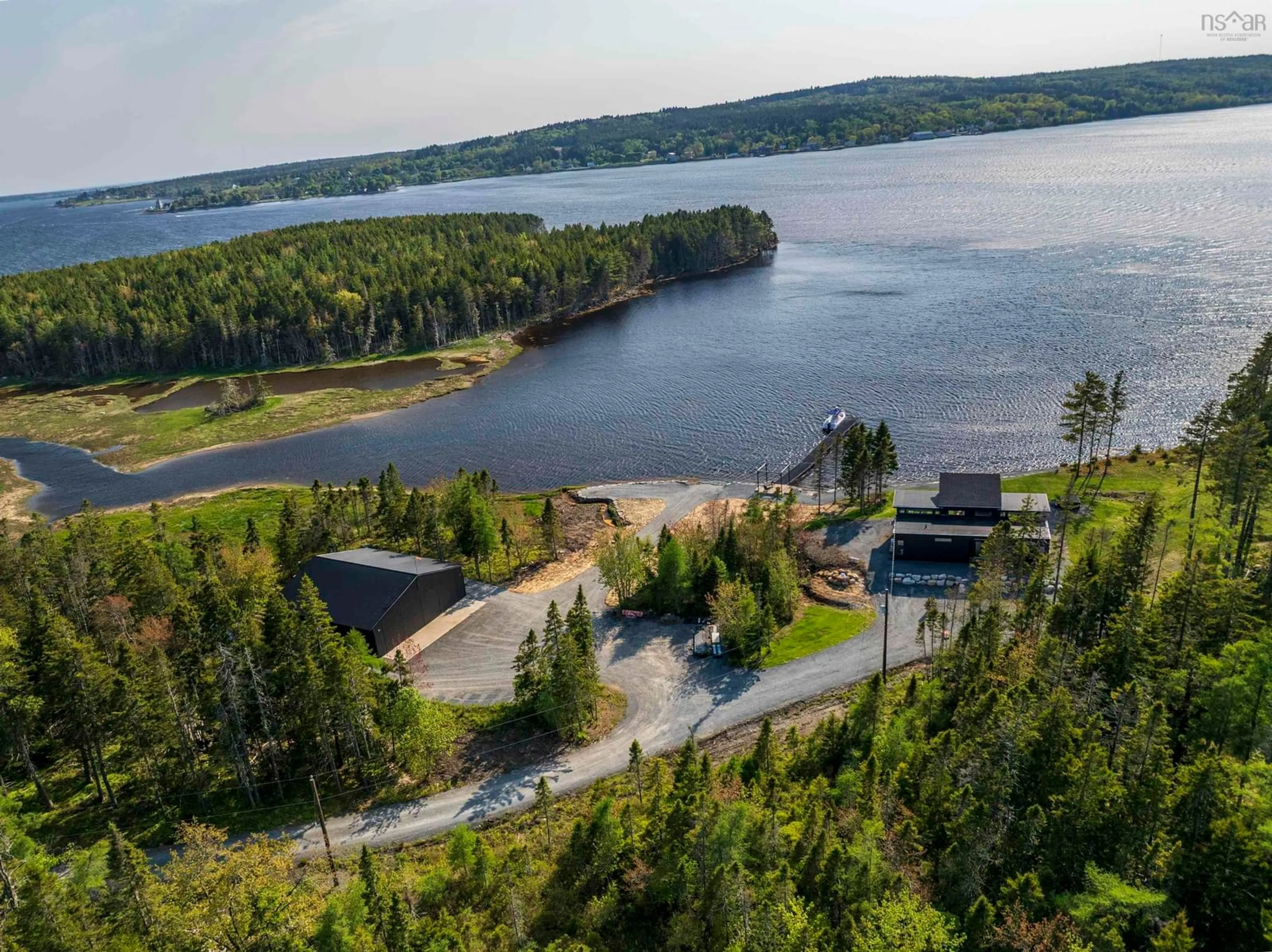 A pic from outside/outdoor area/front of a property/back of a property/a pic from drone, water/lake/river/ocean view for 4125 Highway 332, East Lahave Nova Scotia B4V 0W1