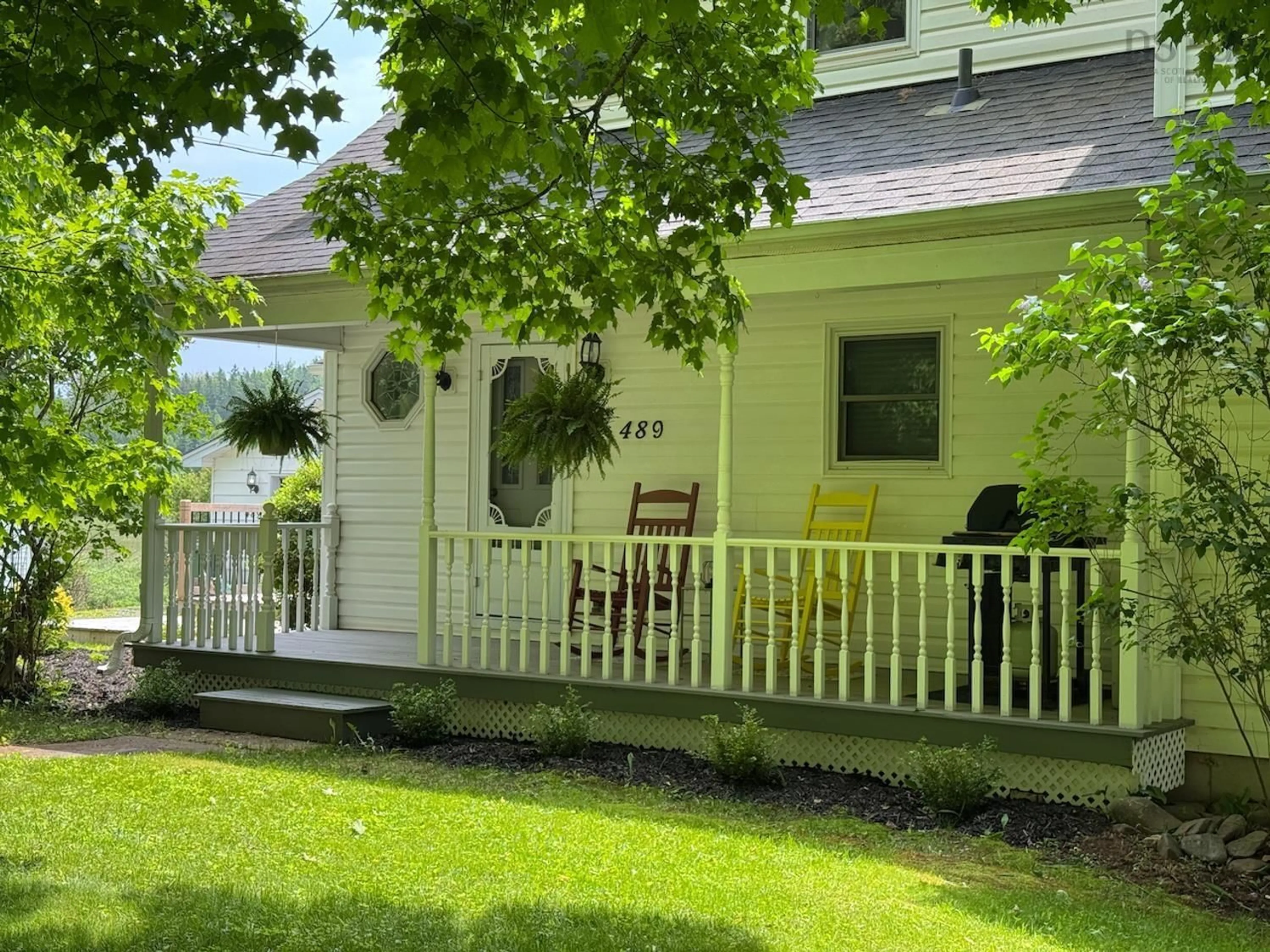 Home with vinyl exterior material, street for 489 Salmon River Rd, Valley Nova Scotia B6L 4E7