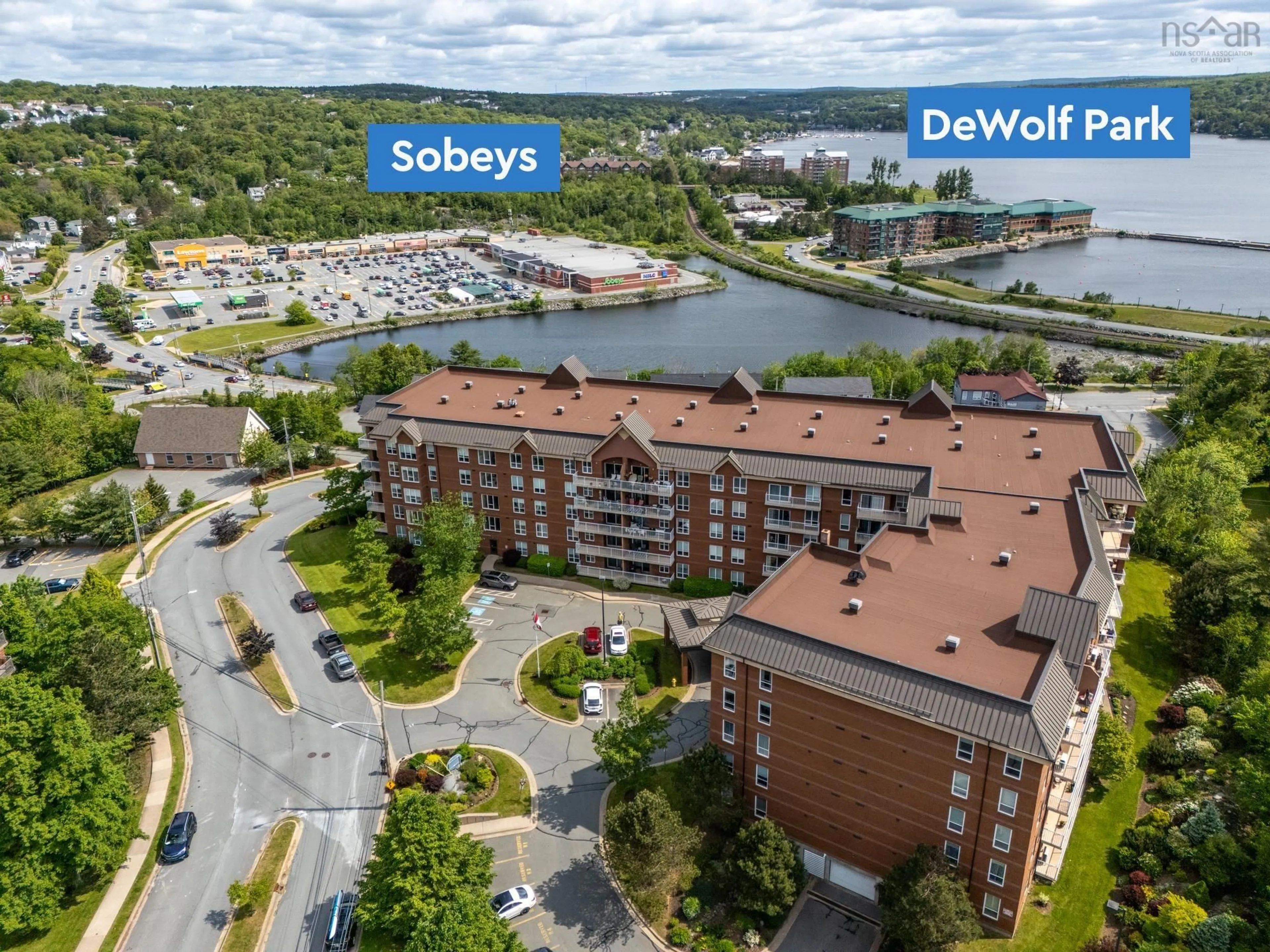 A pic from outside/outdoor area/front of a property/back of a property/a pic from drone, water/lake/river/ocean view for 50 Nelson's Landing Blvd #302, Bedford Nova Scotia B4A 4K3