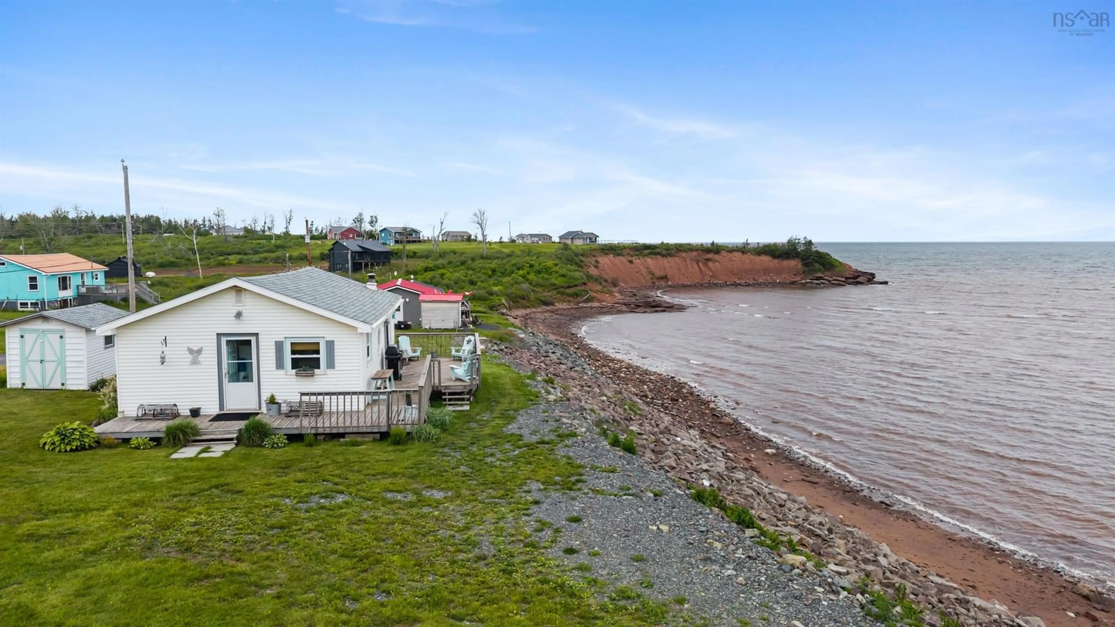 A pic from outside/outdoor area/front of a property/back of a property/a pic from drone, water/lake/river/ocean view for 83 Red Cliff Dr, Seafoam Nova Scotia B0K 1N0
