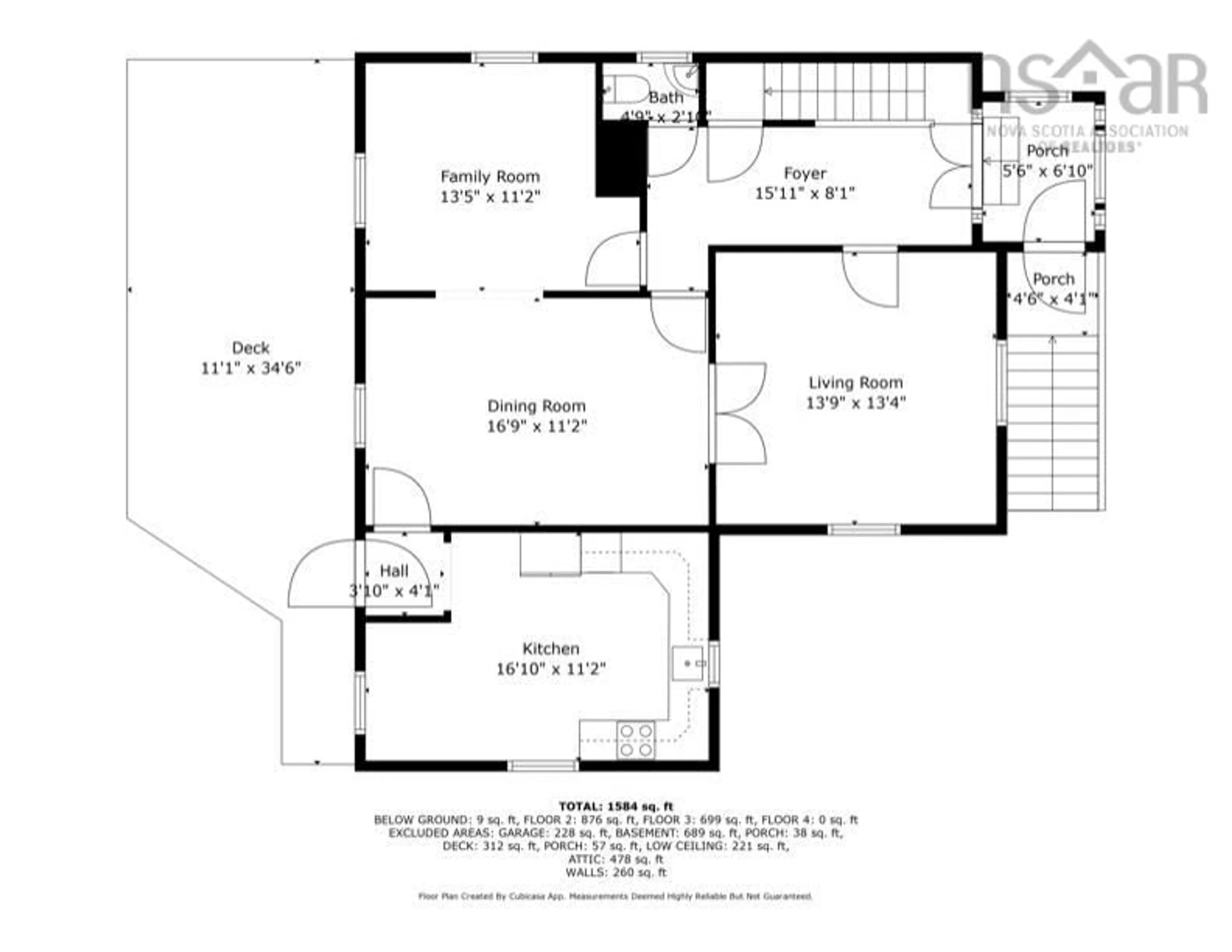 Floor plan for 73 Montague St, Lunenburg Nova Scotia B0J 2C0