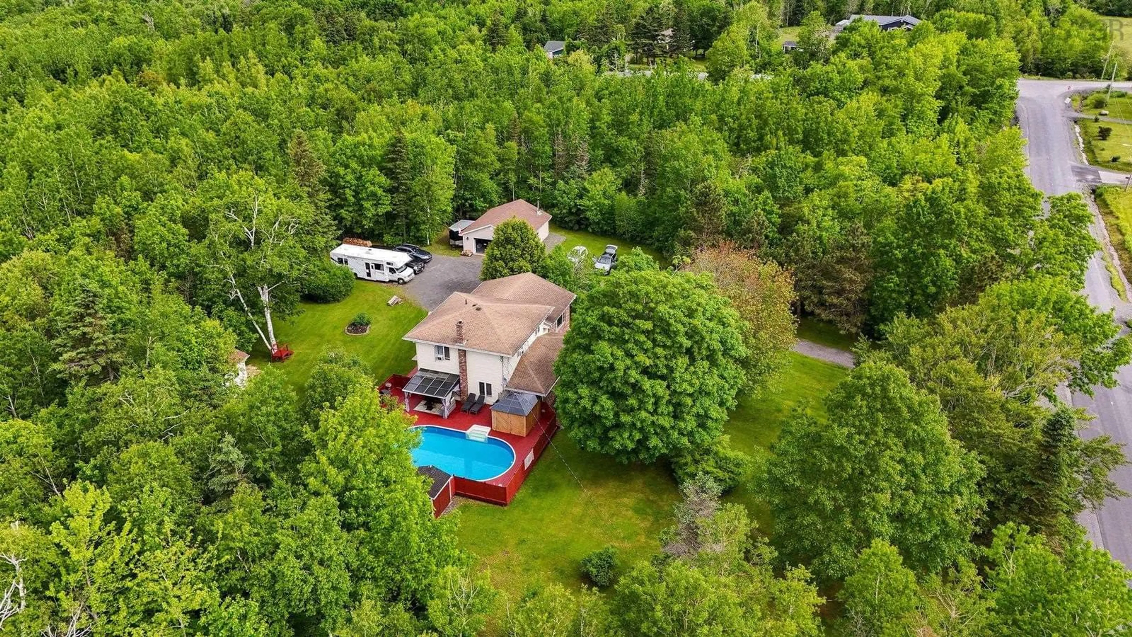 A pic from outside/outdoor area/front of a property/back of a property/a pic from drone, forest/trees view for 193 Glen Rd, Mclellans Brook Nova Scotia B2H 5C7