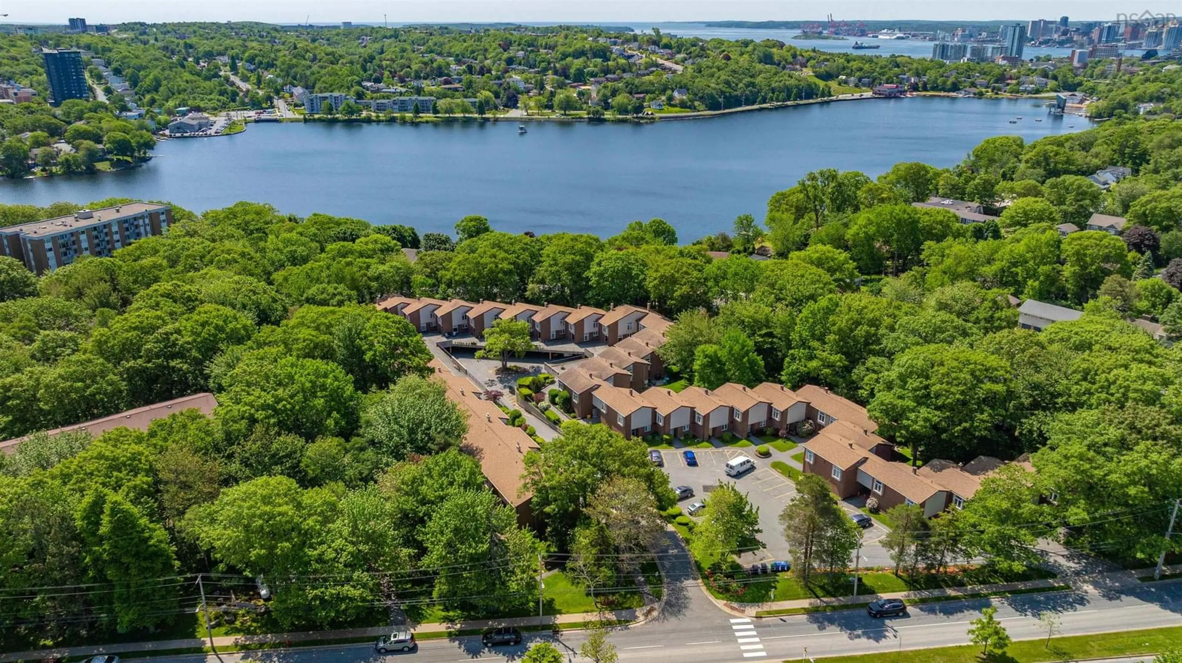 A pic from outside/outdoor area/front of a property/back of a property/a pic from drone, water/lake/river/ocean view for 36 Garden Court Terr, Dartmouth Nova Scotia B3A 3S6