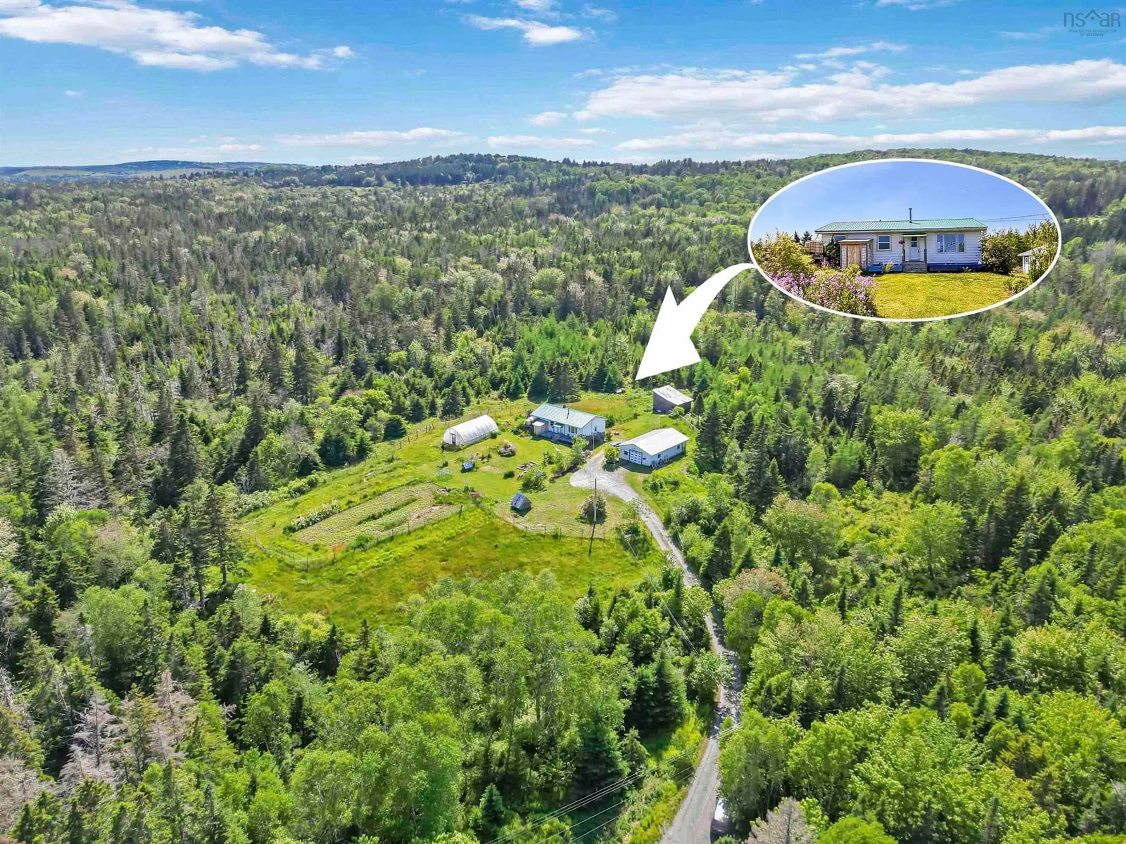 A pic from outside/outdoor area/front of a property/back of a property/a pic from drone, forest/trees view for 103 Chestnut Rd, West Dublin Nova Scotia B0R 1C0