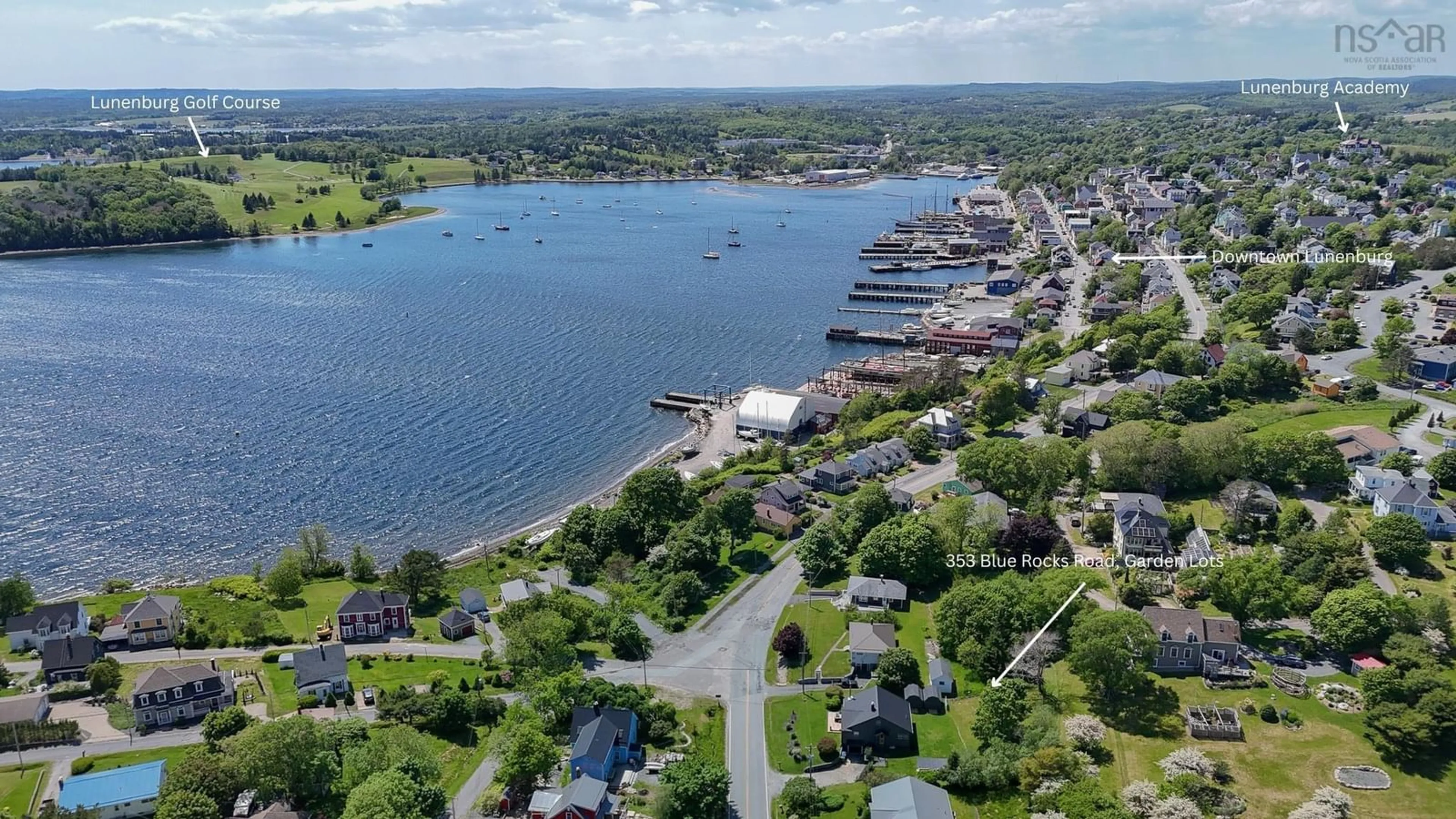 A pic from outside/outdoor area/front of a property/back of a property/a pic from drone, water/lake/river/ocean view for 353 Blue Rocks Rd, Garden Lots Nova Scotia B0J 2C0