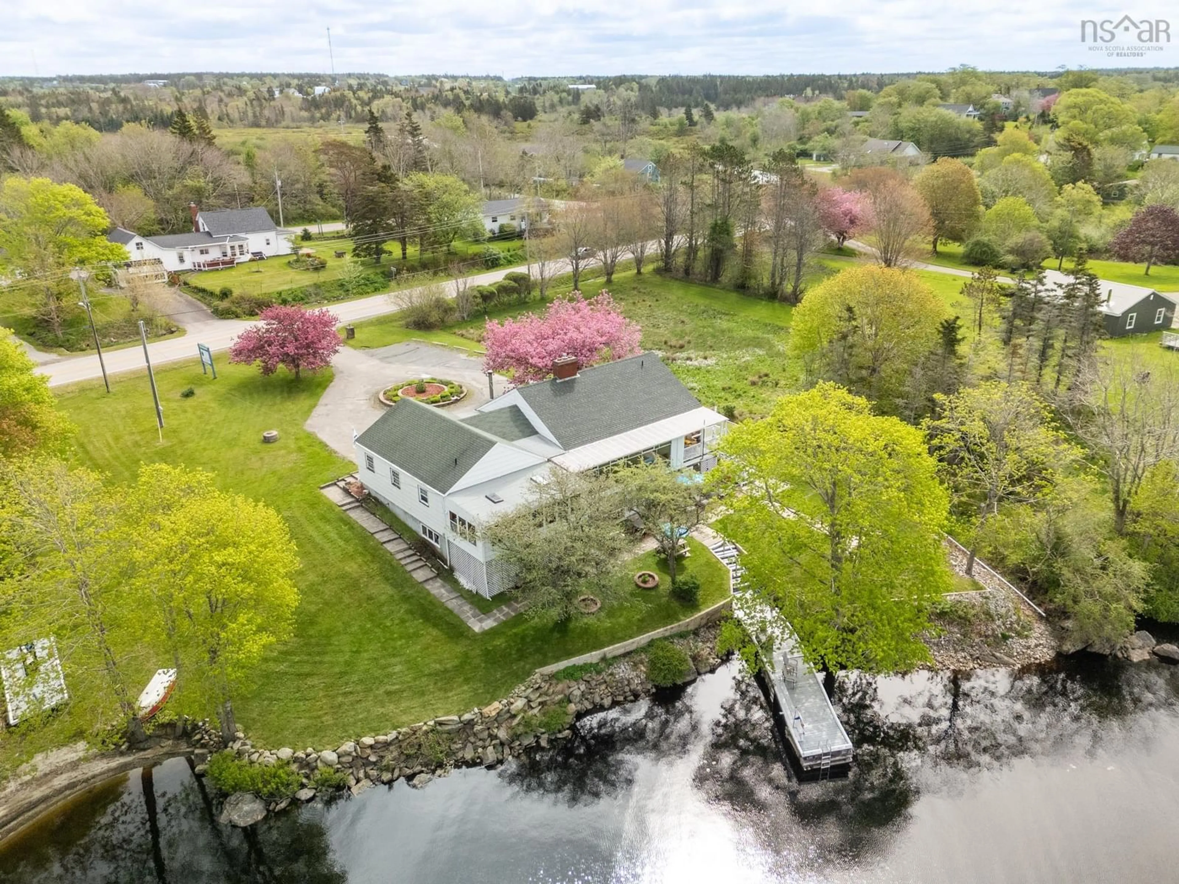 A pic from outside/outdoor area/front of a property/back of a property/a pic from drone, water/lake/river/ocean view for 1021 Highway 1, Hebron Nova Scotia B5A 5A5
