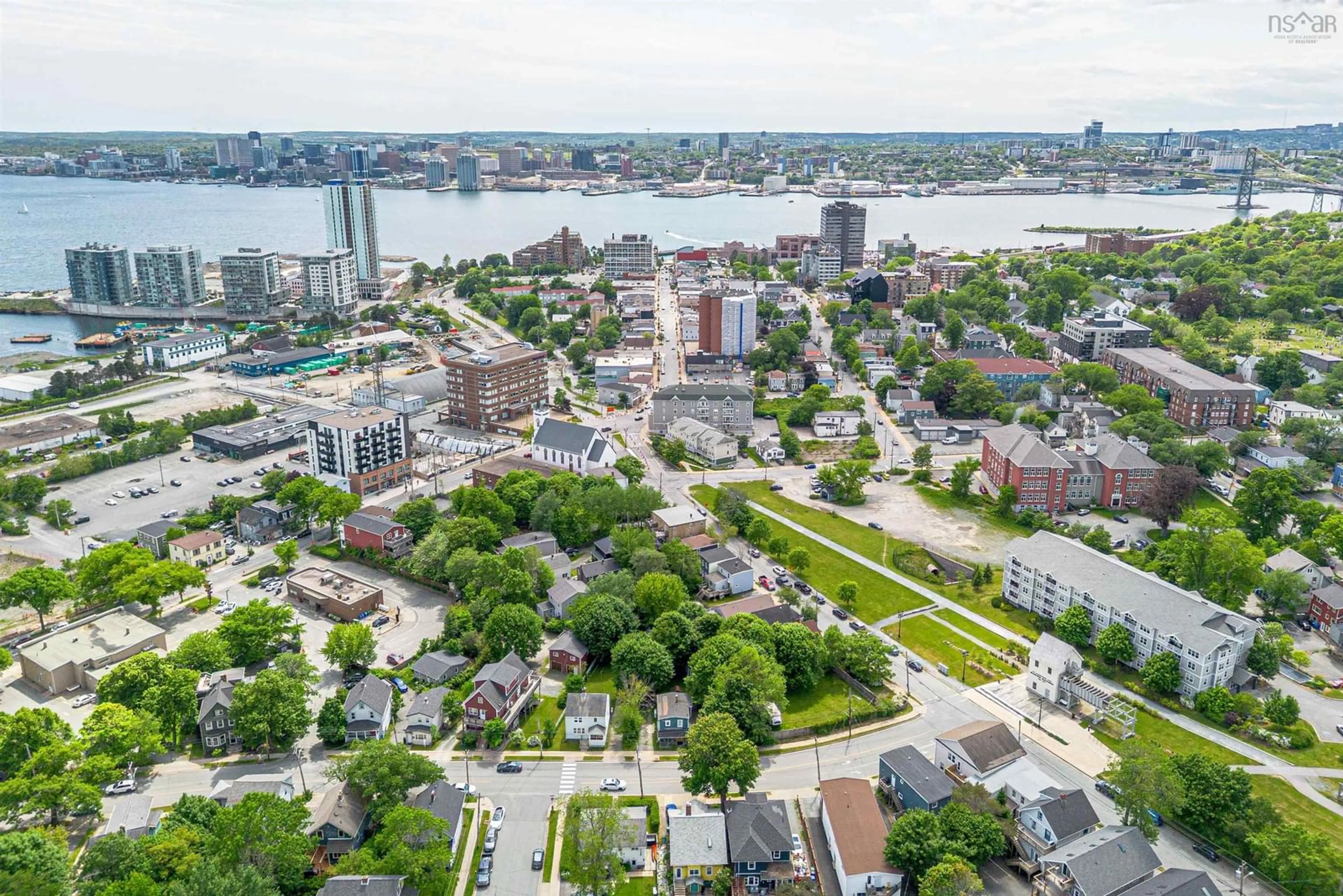 A pic from outside/outdoor area/front of a property/back of a property/a pic from drone, city buildings view from balcony for 8 Pleasant St, Dartmouth Nova Scotia B2Y 3P2