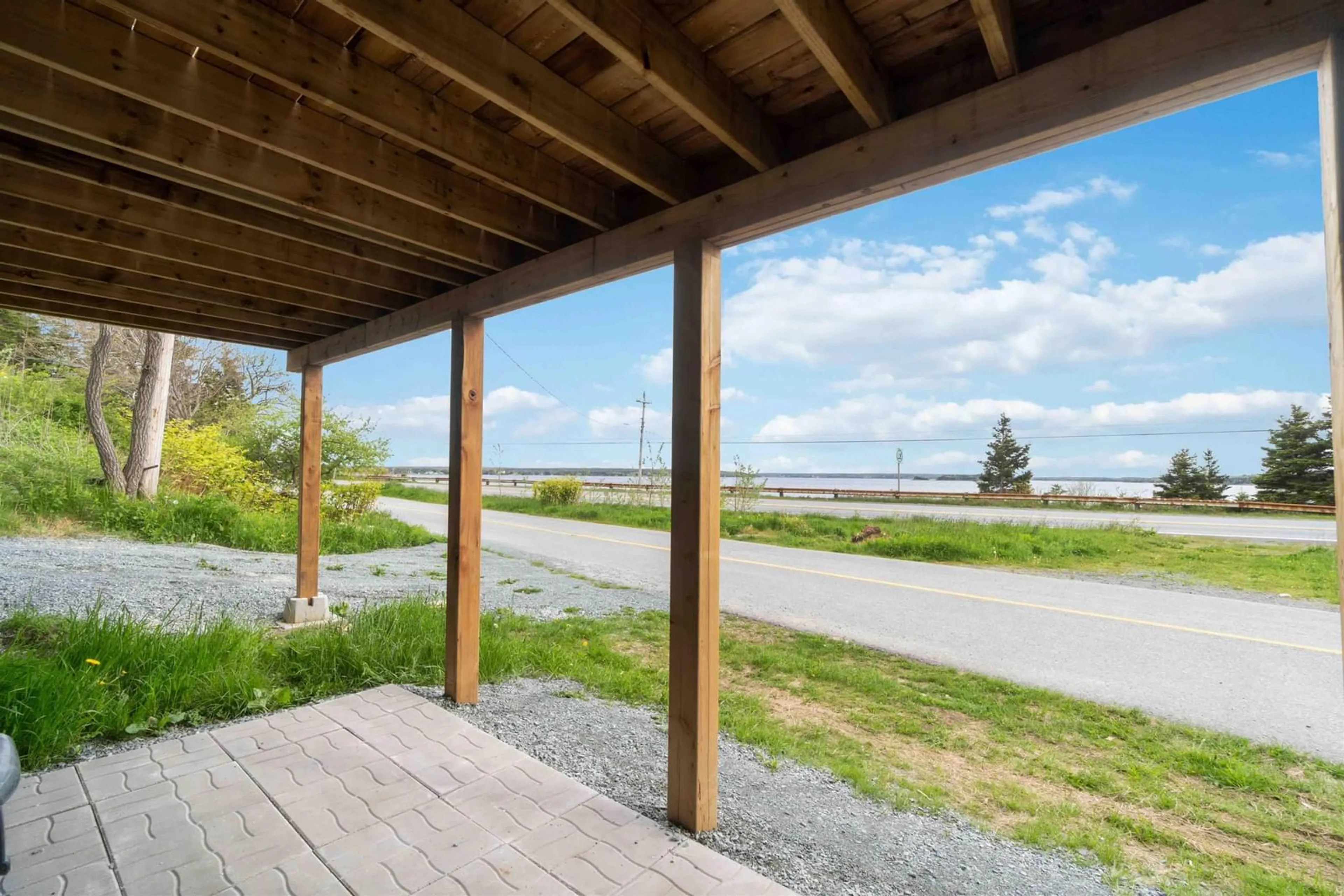 Patio, water/lake/river/ocean view for 19 Harbourview Inn Loop, Salmon River Bridge Nova Scotia B0J 1P0