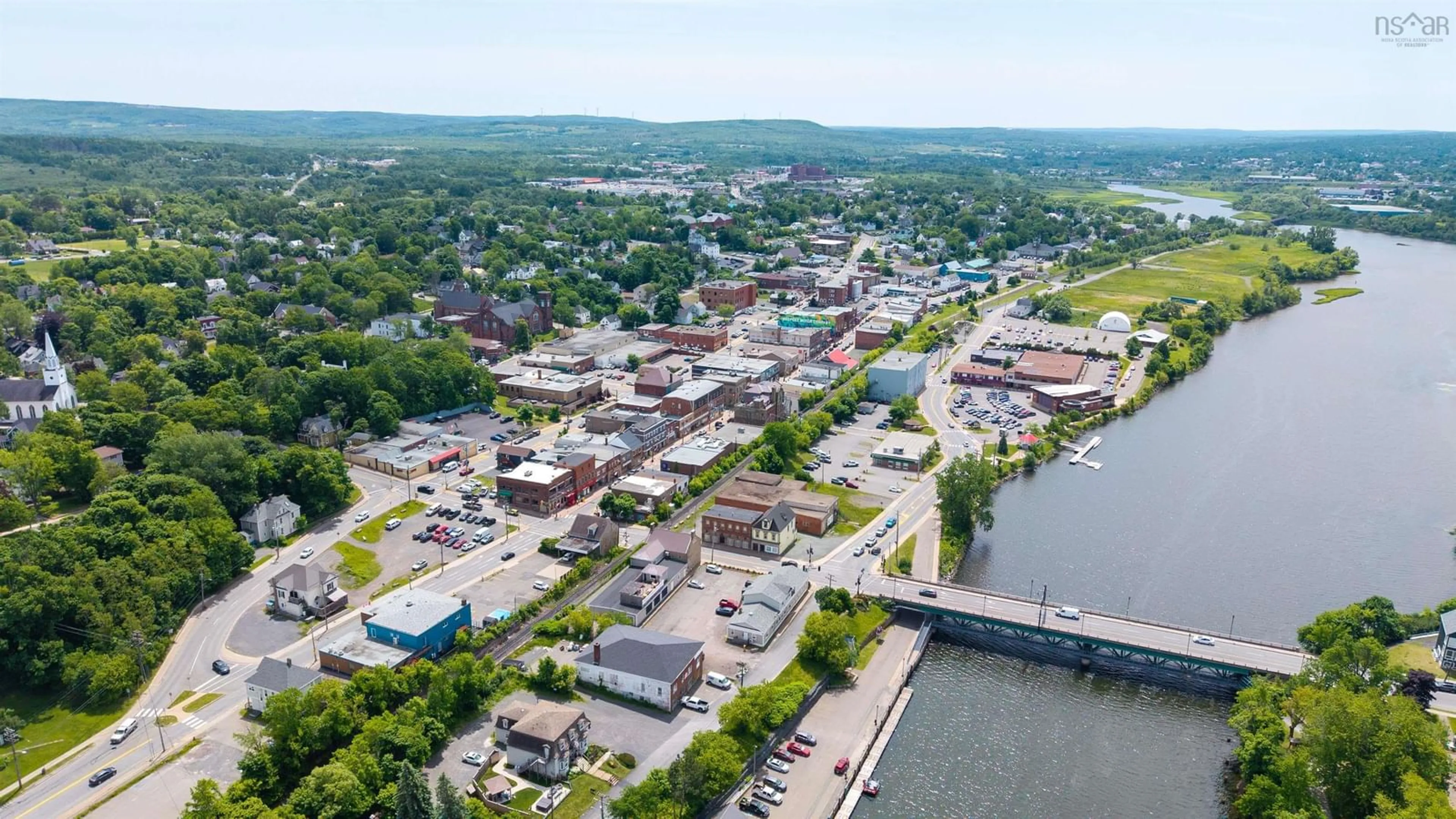 A pic from outside/outdoor area/front of a property/back of a property/a pic from drone, water/lake/river/ocean view for 164 George St, New Glasgow Nova Scotia B2H 2K9